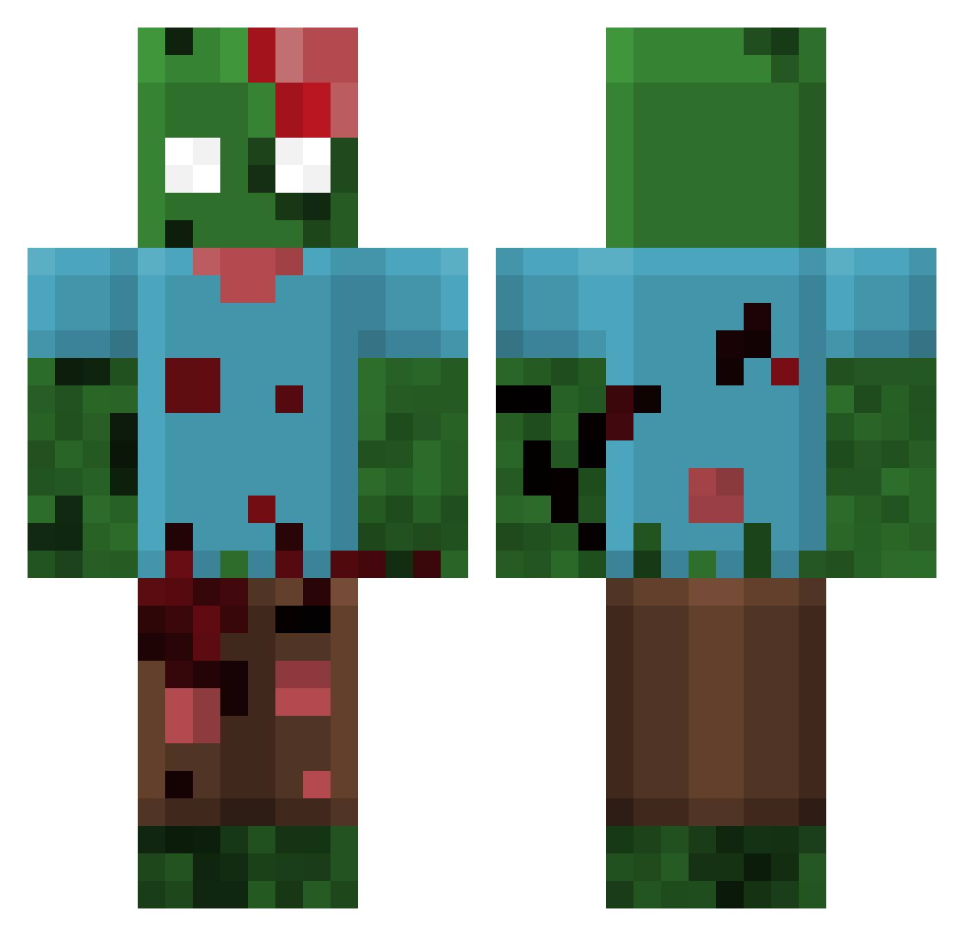 Popluid Minecraft skin, front and back view