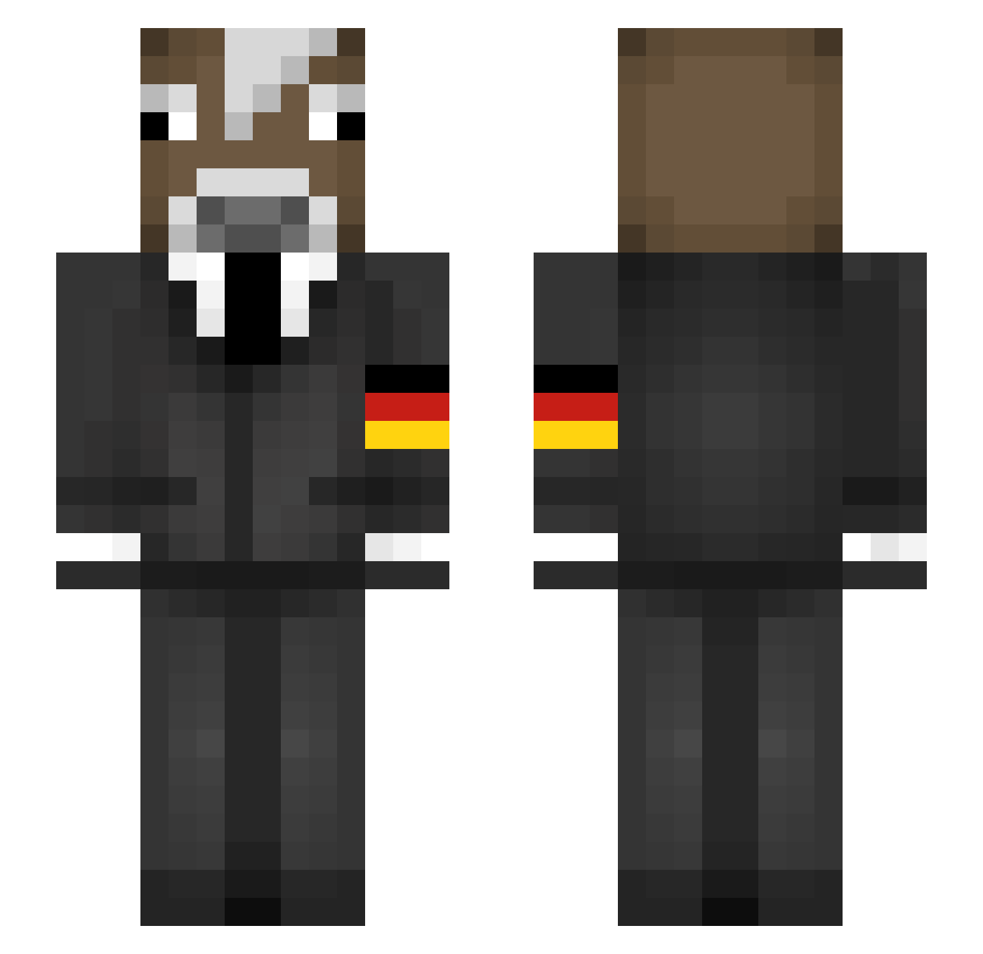 SbEki Minecraft skin, front and back view