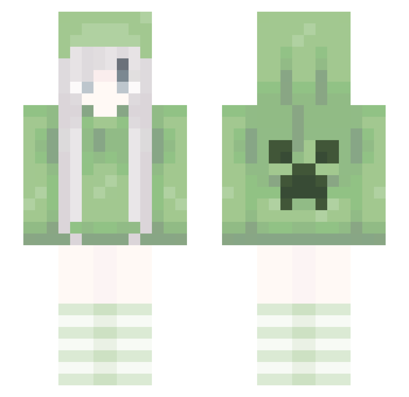 downplaying Minecraft skin, front and back view