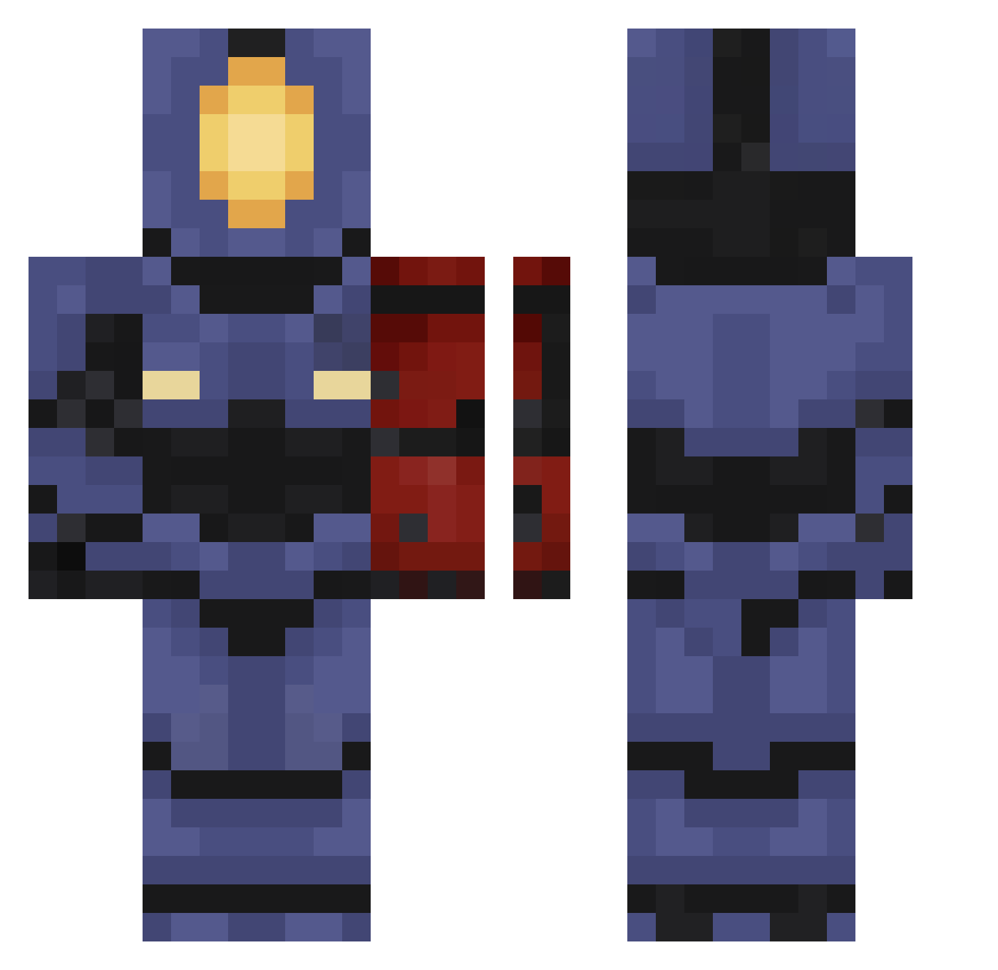 Pablokk Minecraft skin, front and back view