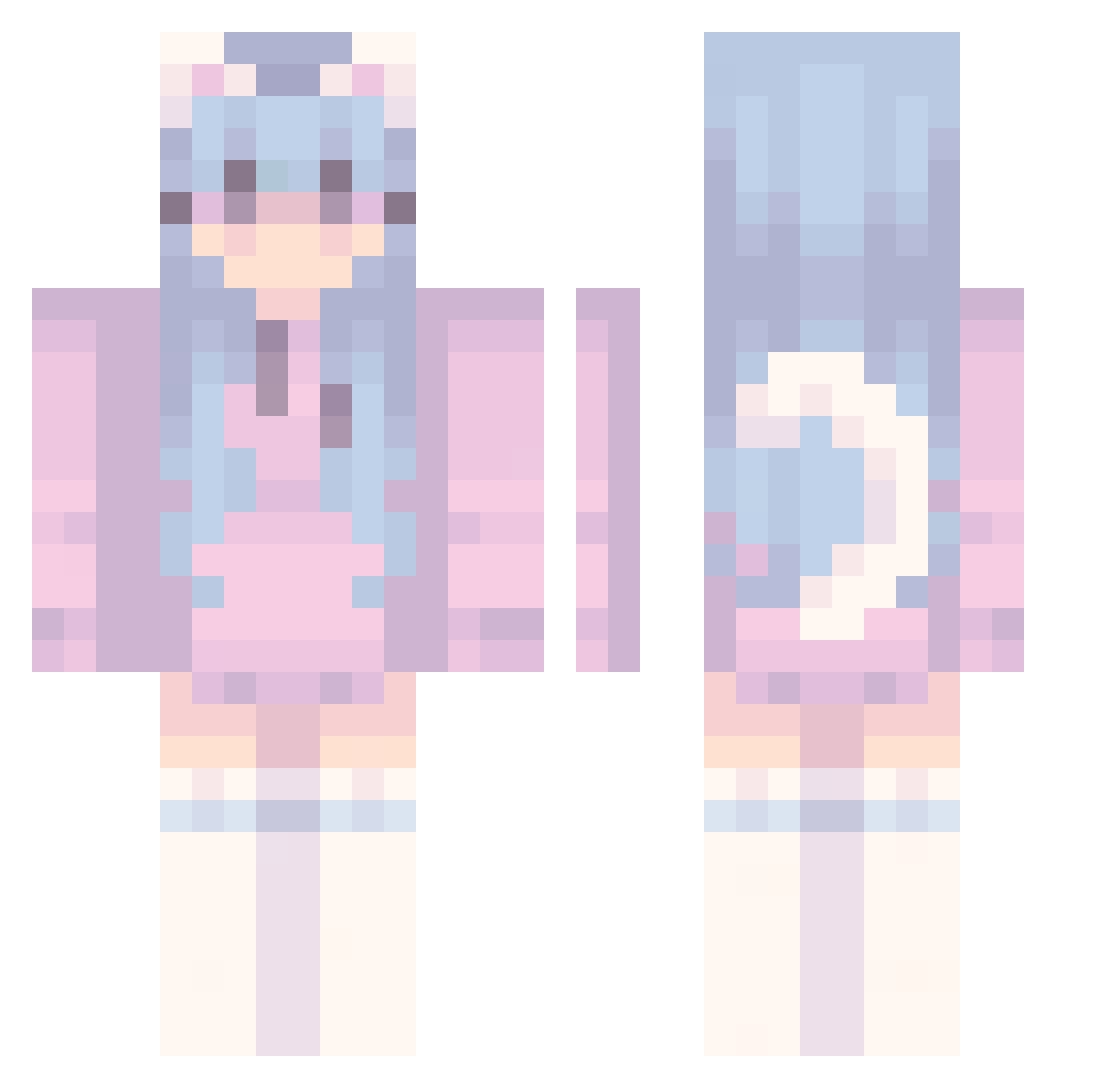 The_Eight_ Minecraft skin, front and back view