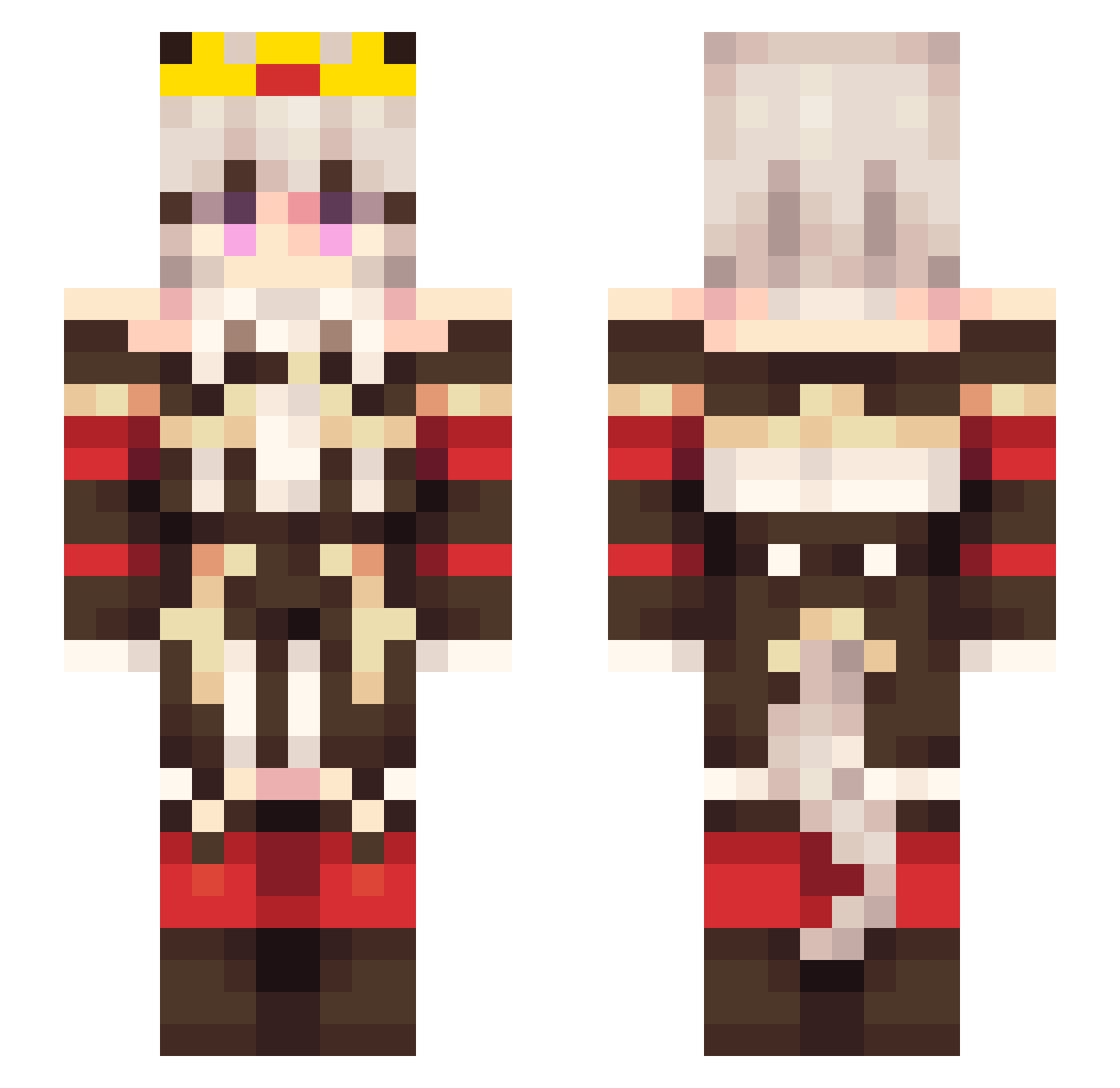 Xejka Minecraft skin, front and back view