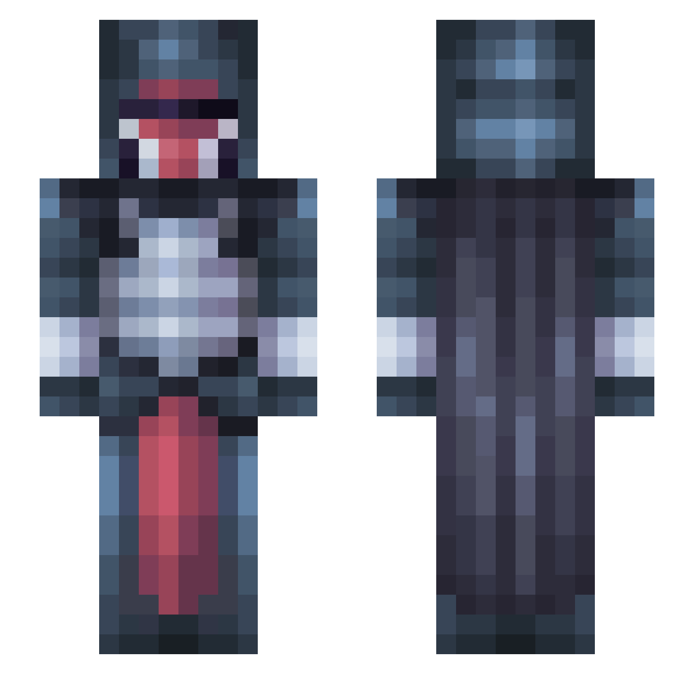 AdorableAxolotl Minecraft skin, front and back view