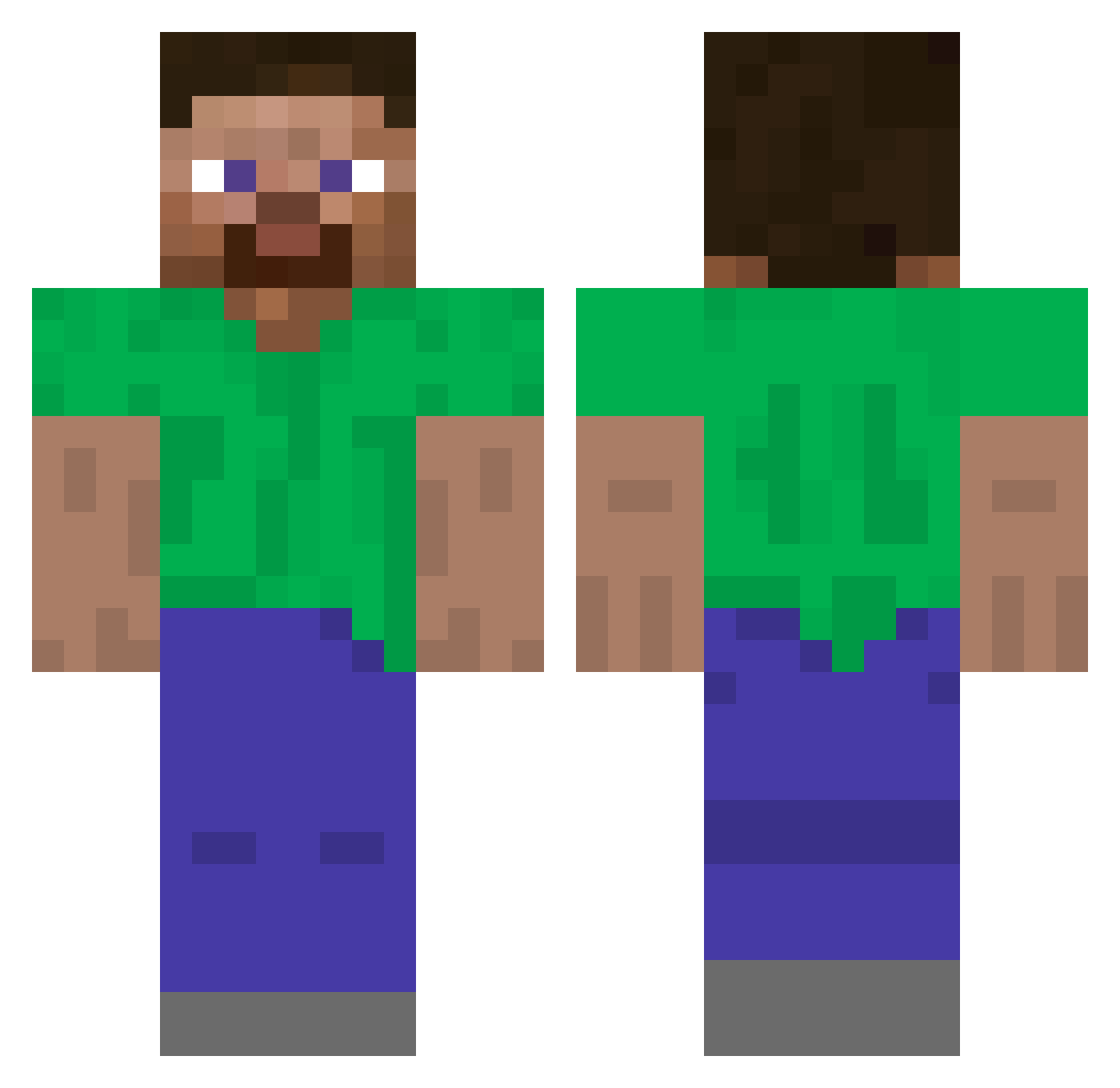 TheGrandTeki Minecraft skin, front and back view