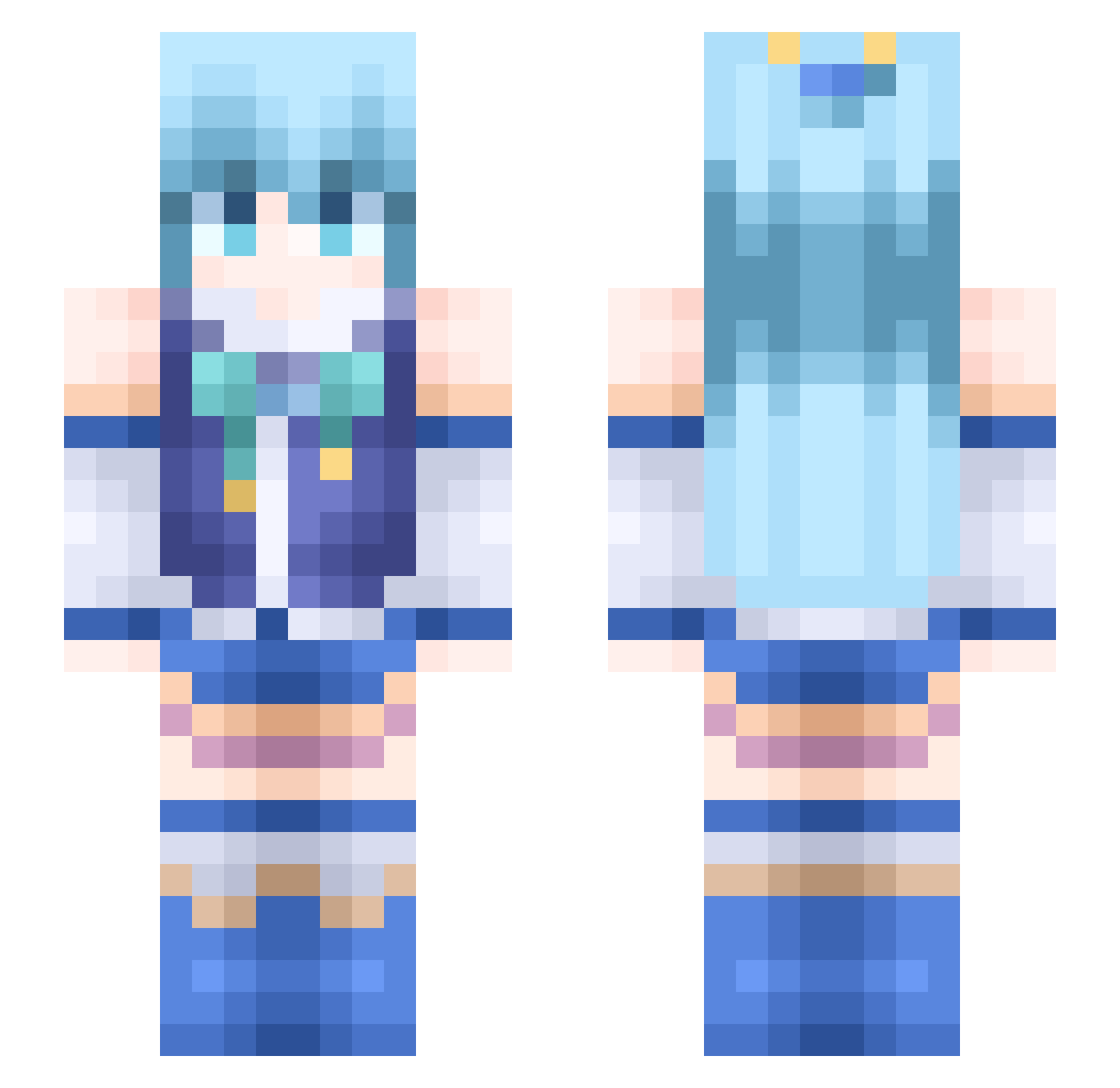 givemilkies Minecraft skin, front and back view