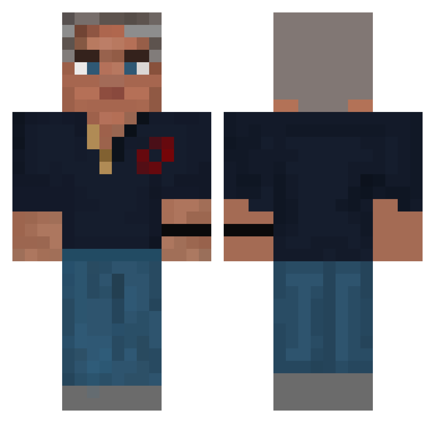 puleverizator Minecraft skin, front and back view
