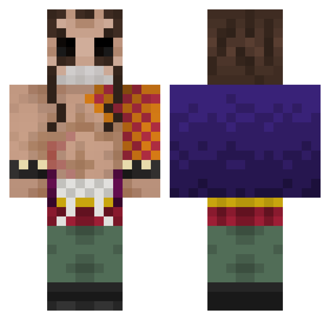 Ampharagon Minecraft skin, front and back view