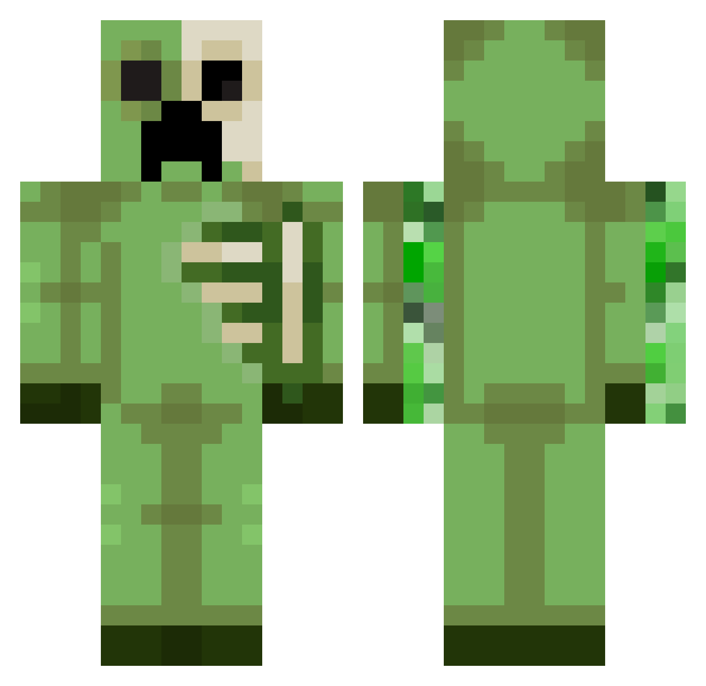 Synchronical Minecraft skin, front and back view