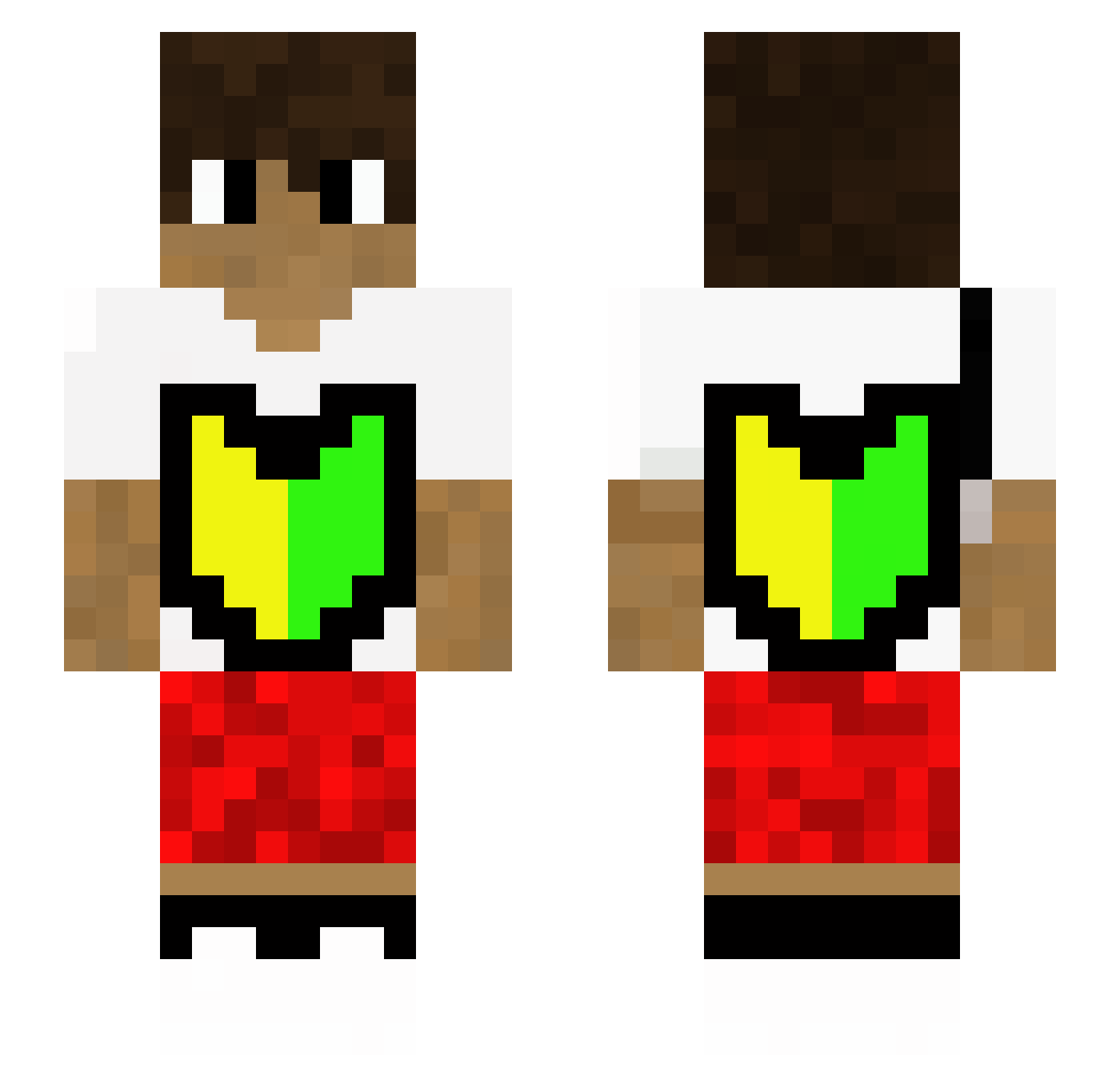 SpoolySpud Minecraft skin, front and back view