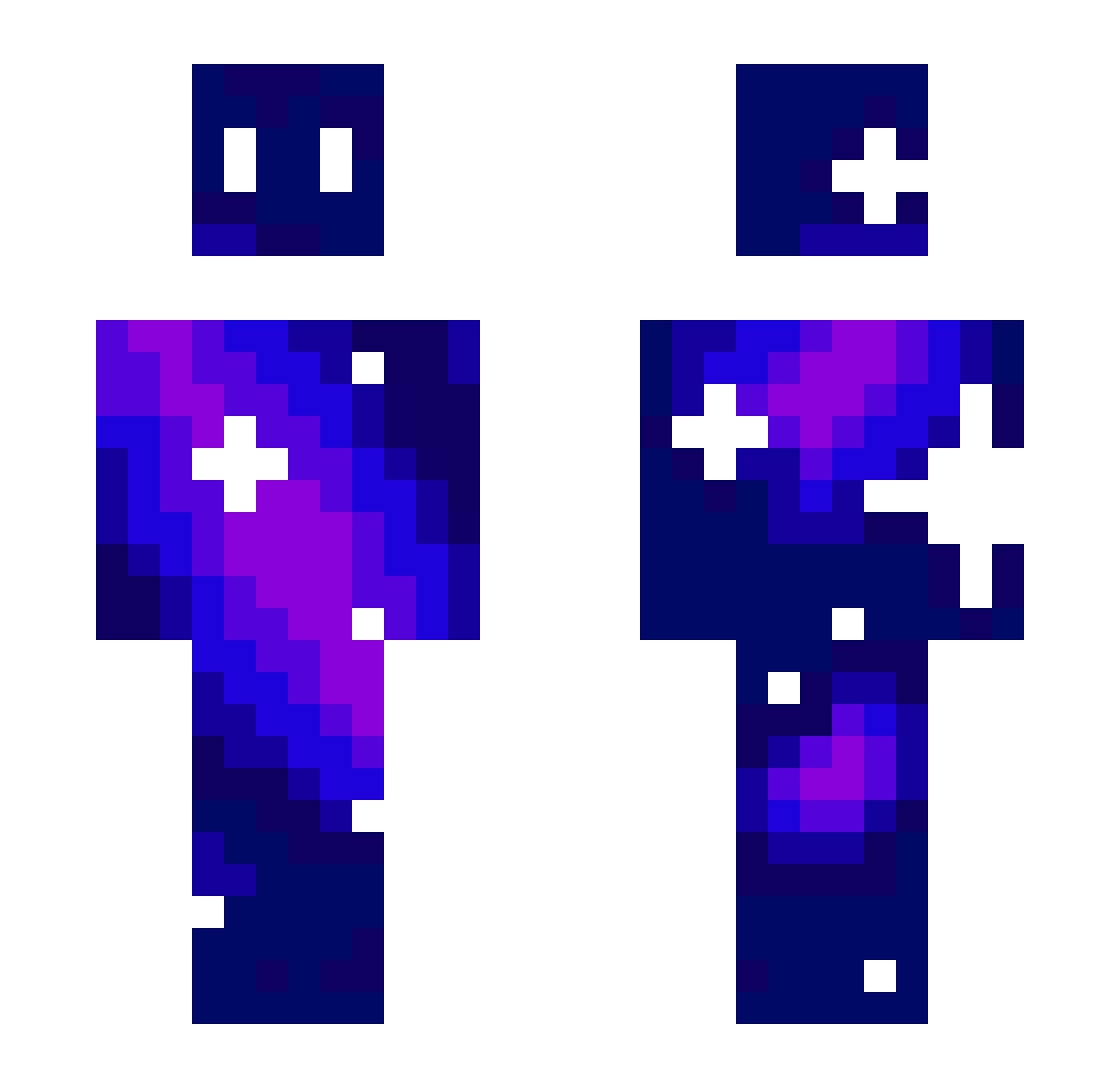 Norficade Minecraft skin, front and back view