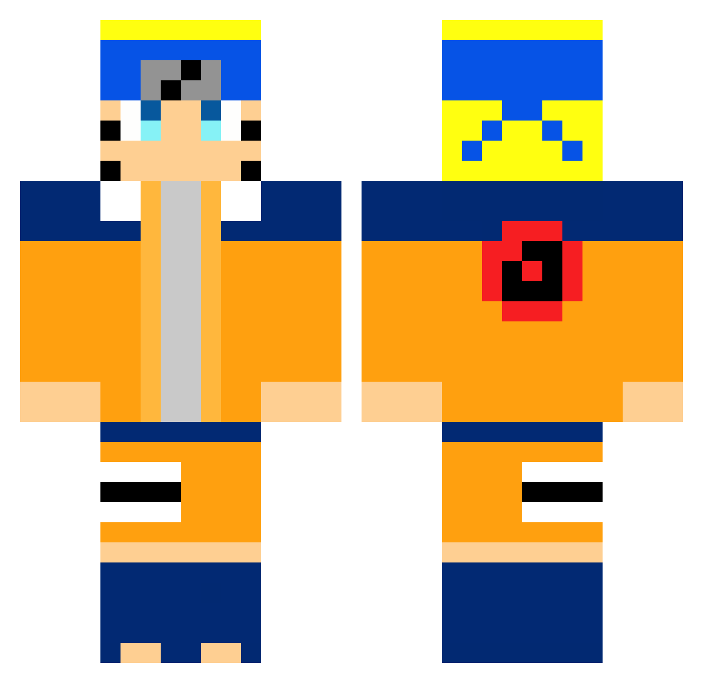 Skoletuben Minecraft skin, front and back view