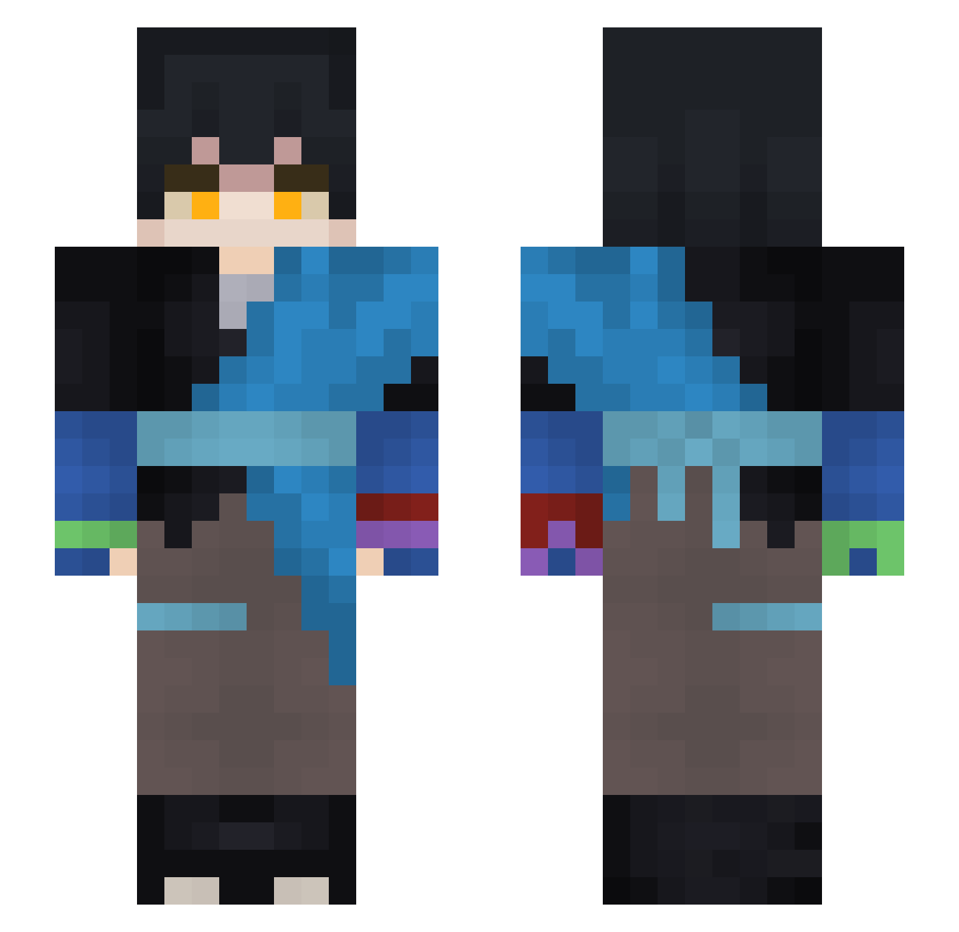 screaming_moss Minecraft skin, front and back view