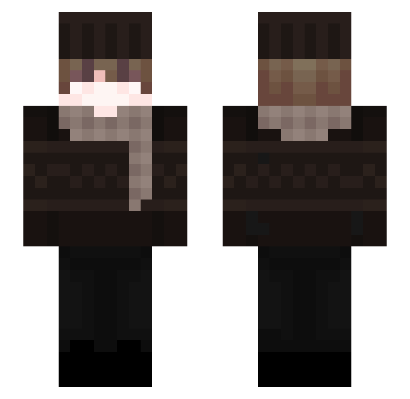 riveroe Minecraft skin, front and back view