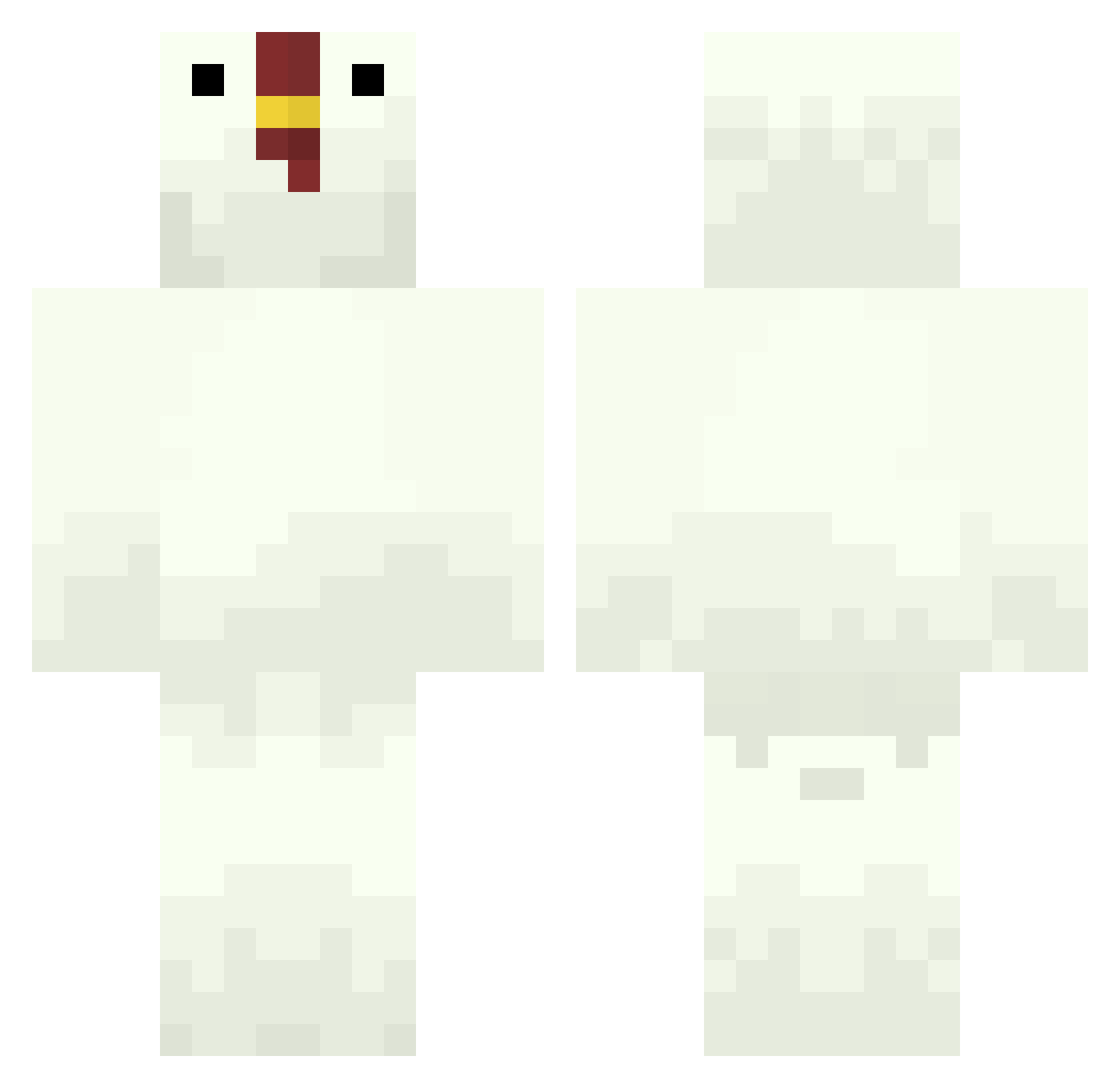 Recorded Minecraft skin, front and back view