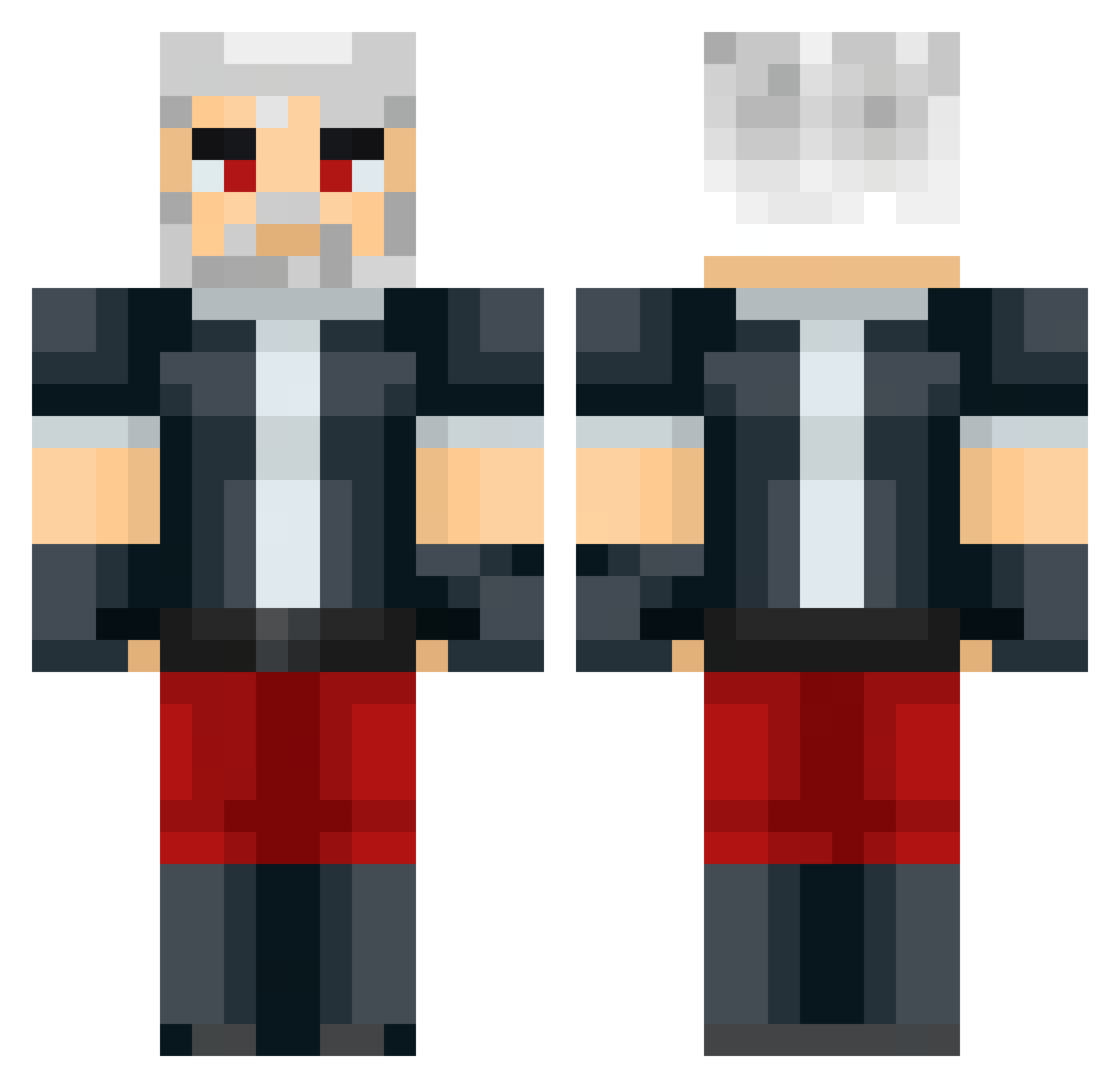 Voltchop Minecraft skin, front and back view