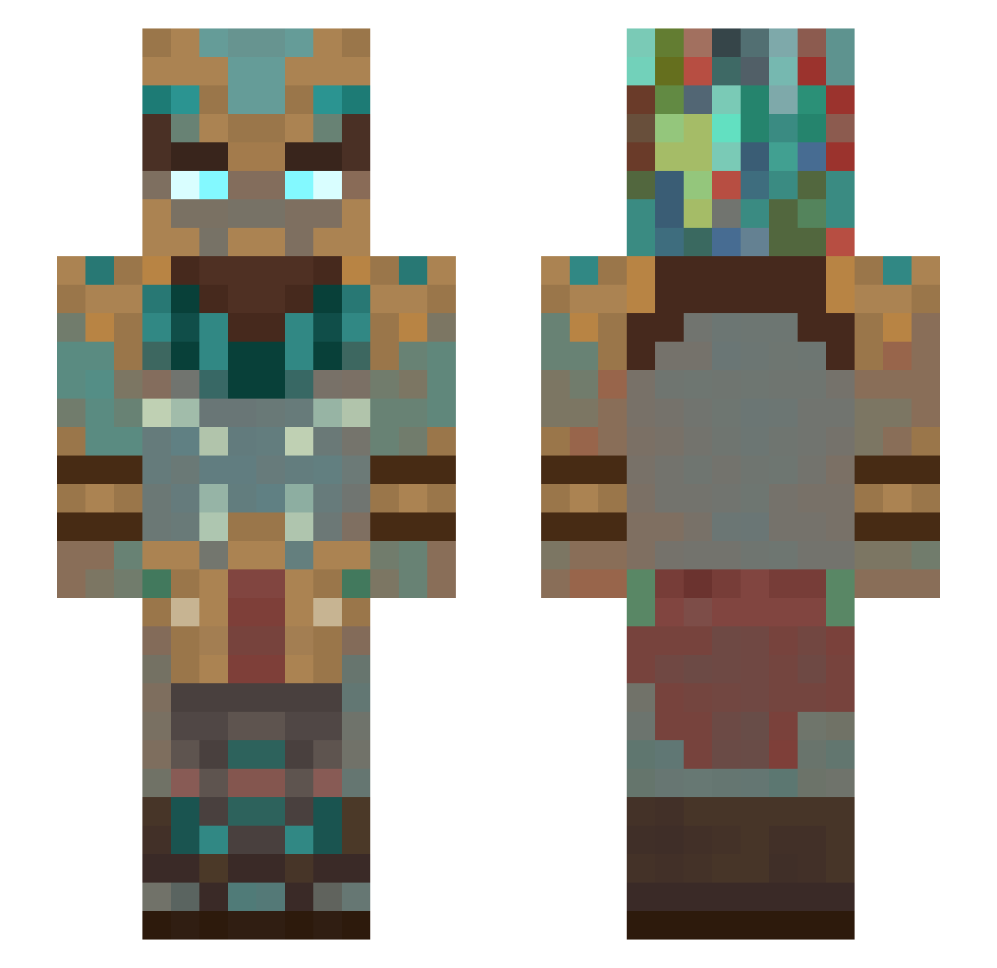 ParkieliciousXD Minecraft skin, front and back view