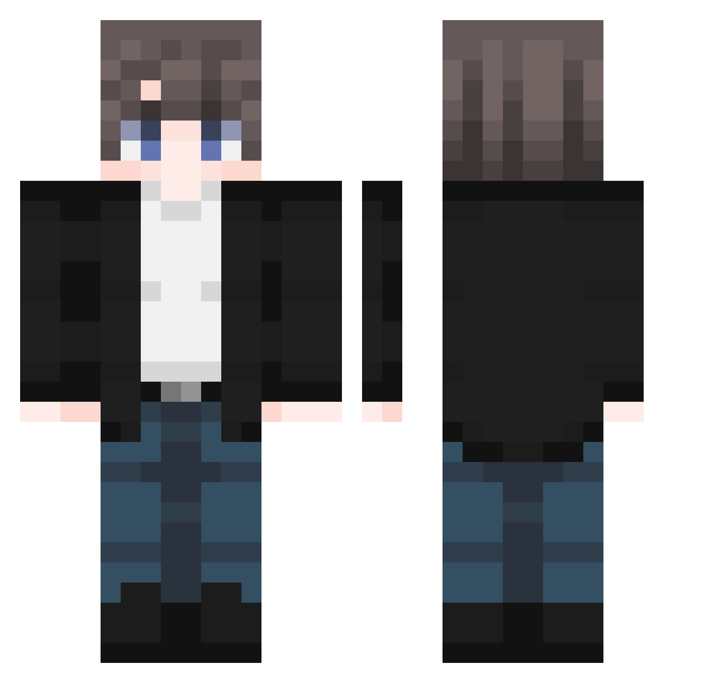 Zutl Minecraft skin, front and back view