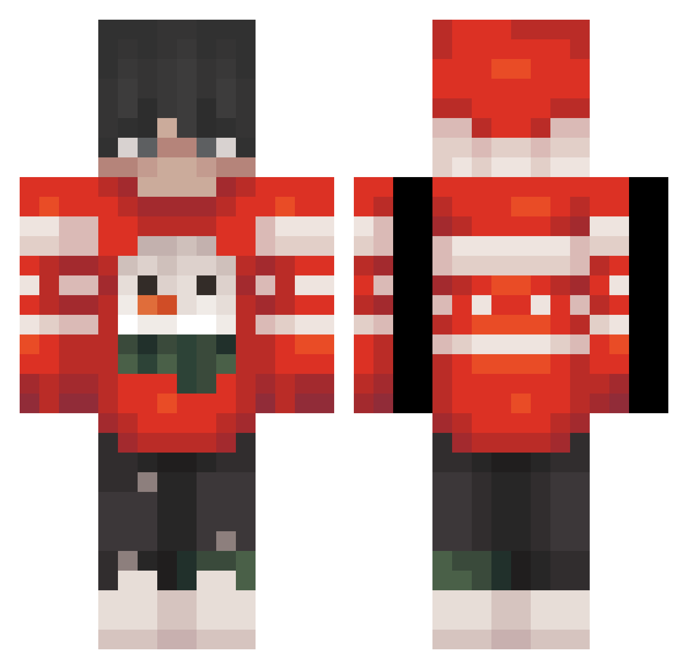 Badmvti67 Minecraft skin, front and back view