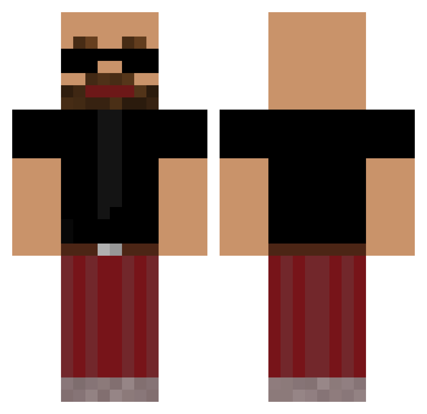 C0braTat3 Minecraft skin, front and back view