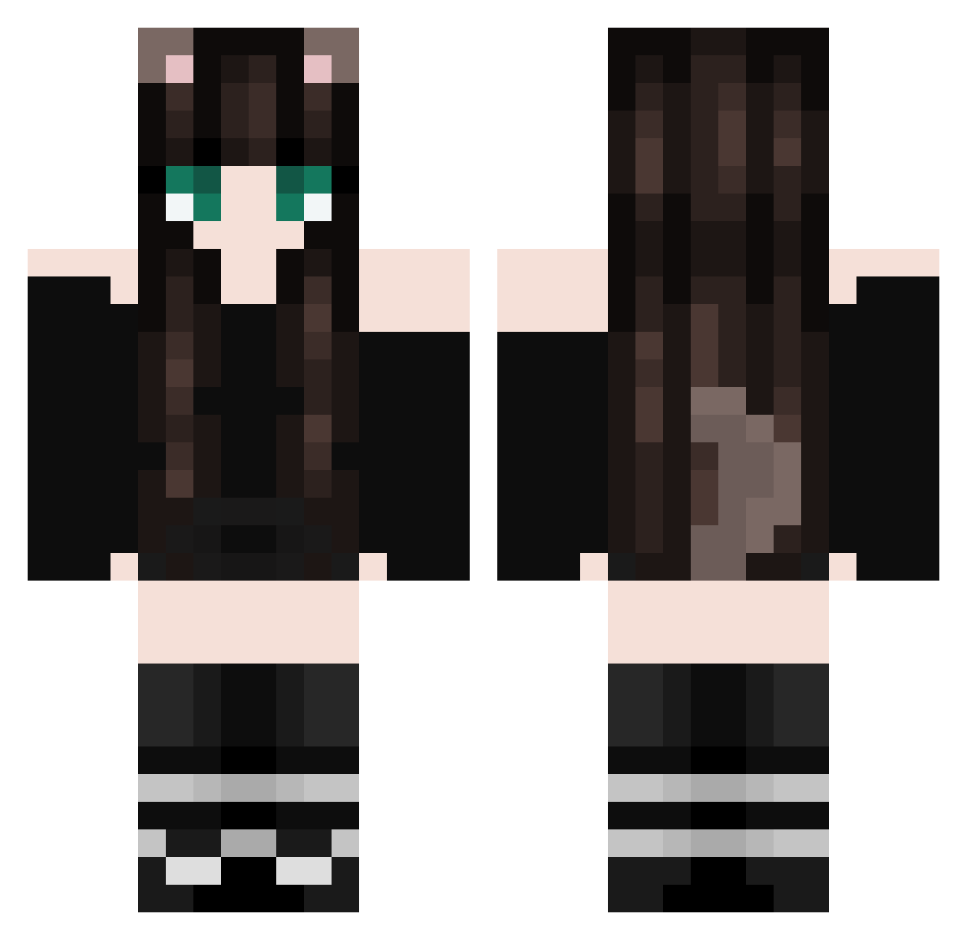 RedThePuppygirl Minecraft skin, front and back view