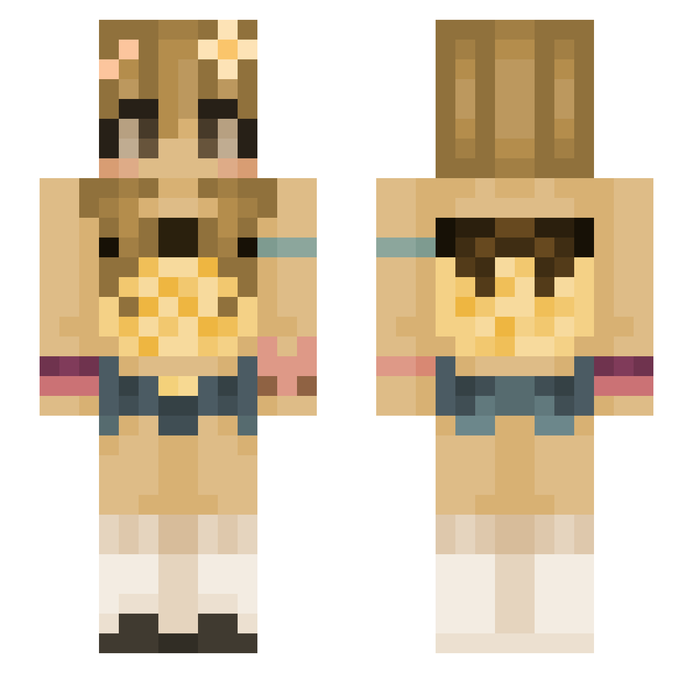 BarbieCara Minecraft skin, front and back view