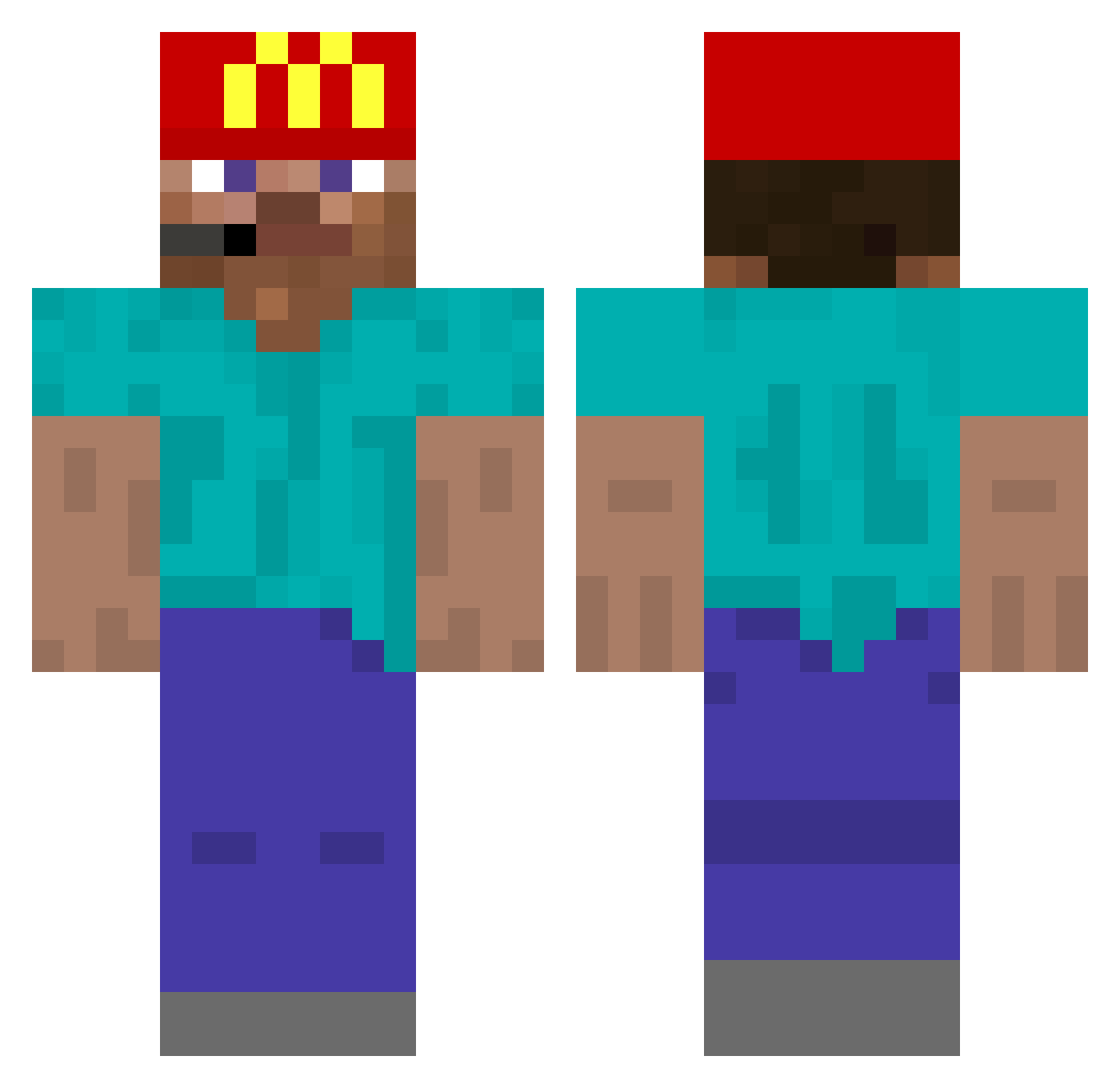 Ahyee Minecraft skin, front and back view