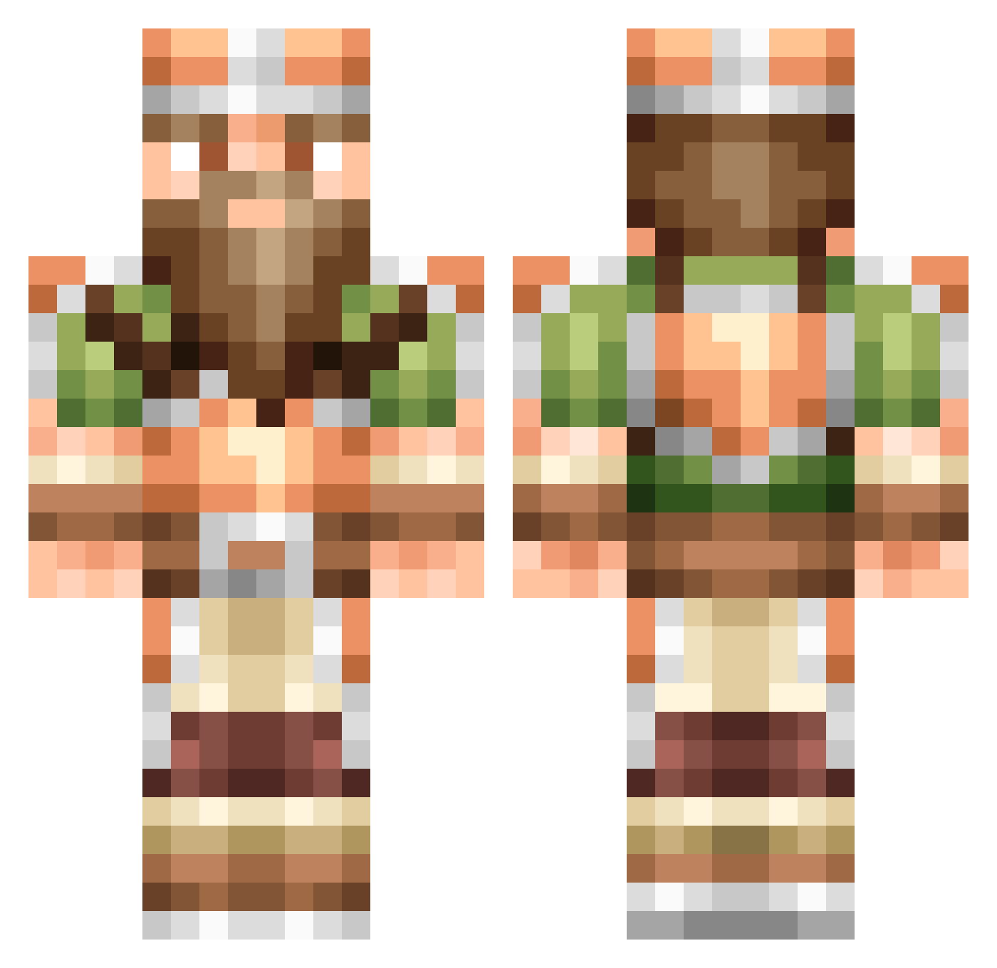 Cantaloupe Minecraft skin, front and back view