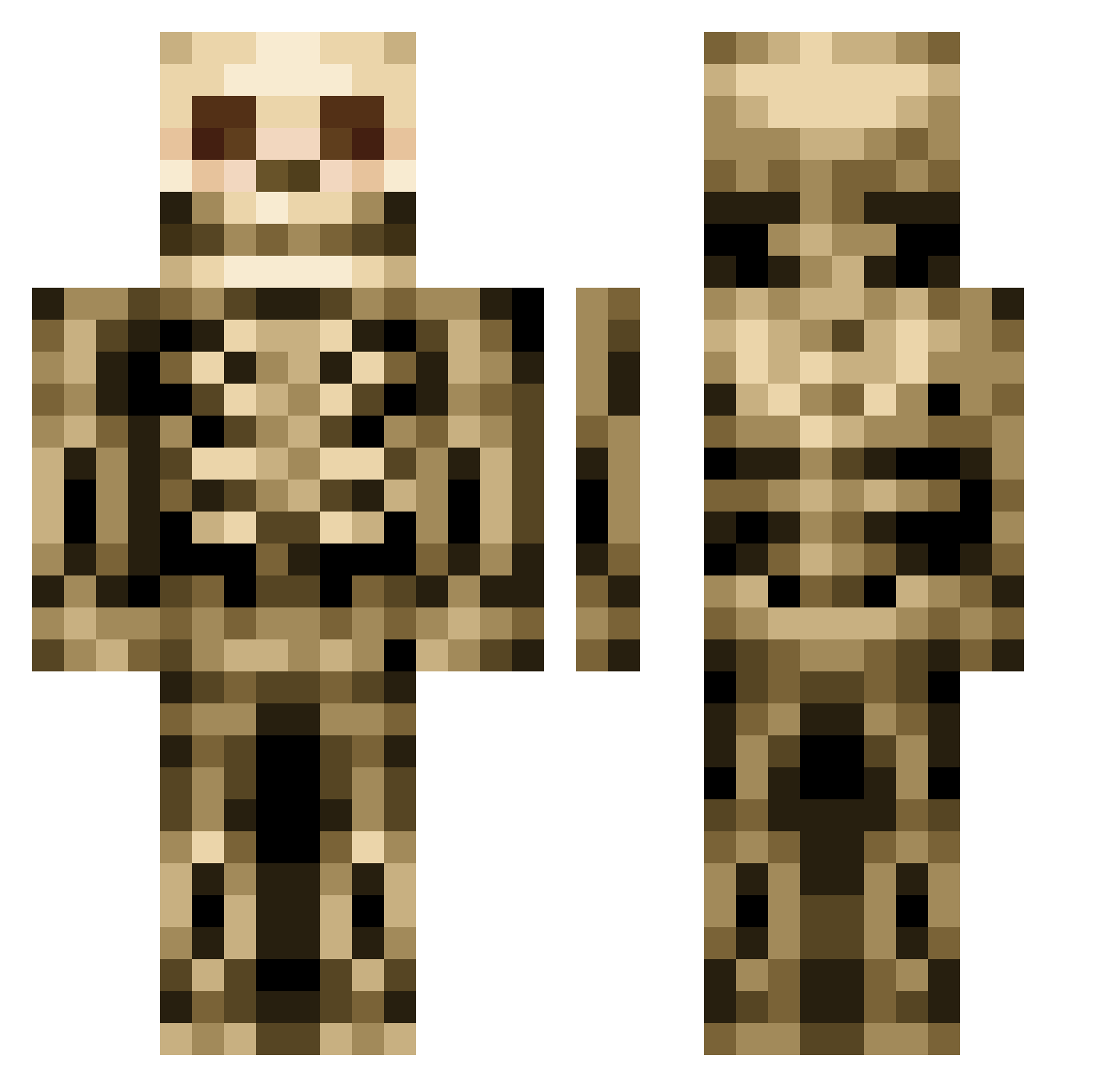 Angelfire77 Minecraft skin, front and back view