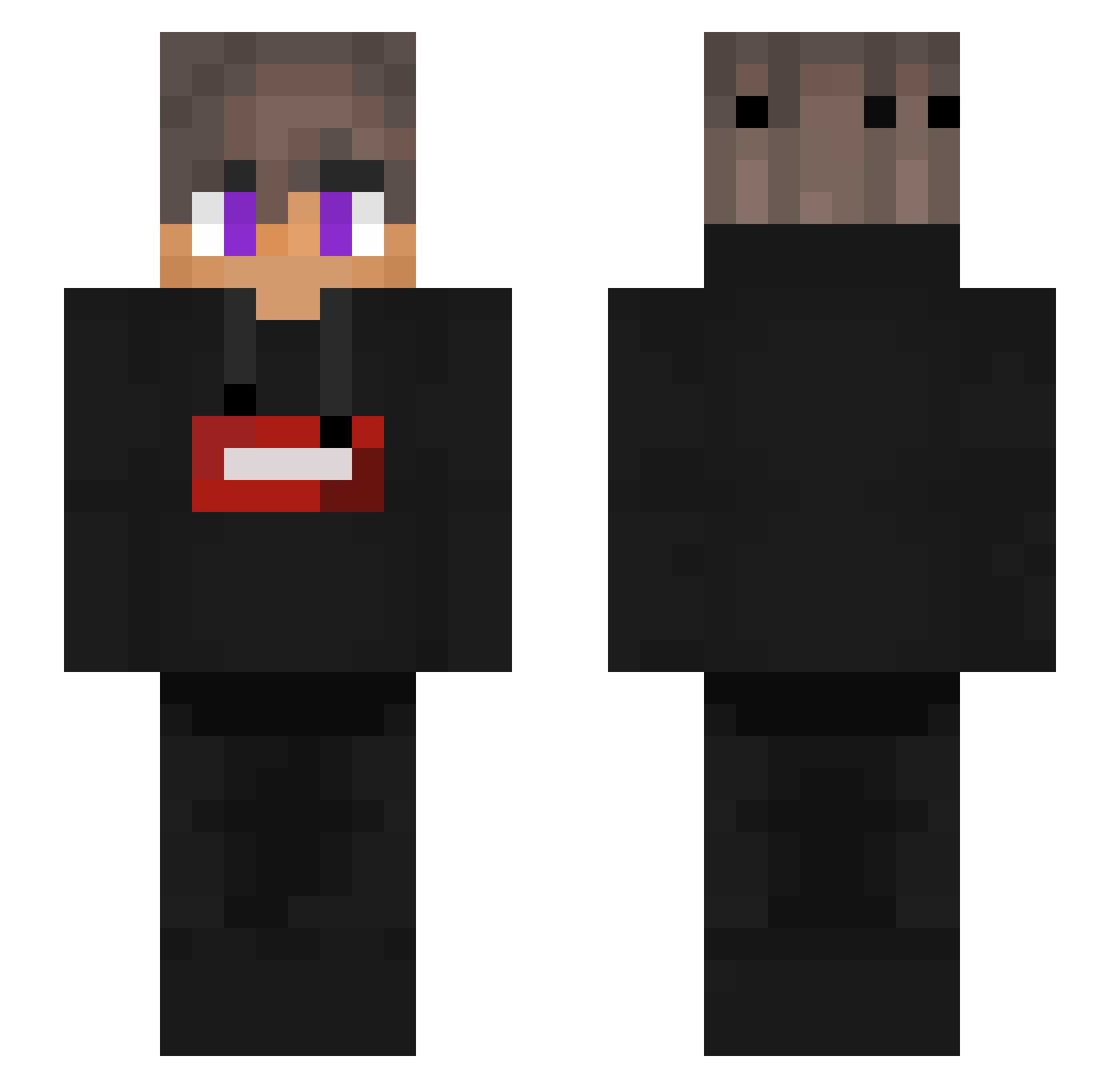 jomisterX Minecraft skin, front and back view