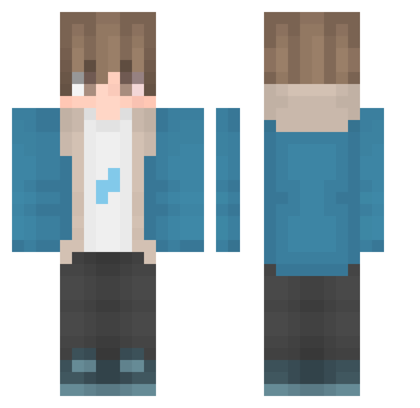 Tqnksz Minecraft skin, front and back view
