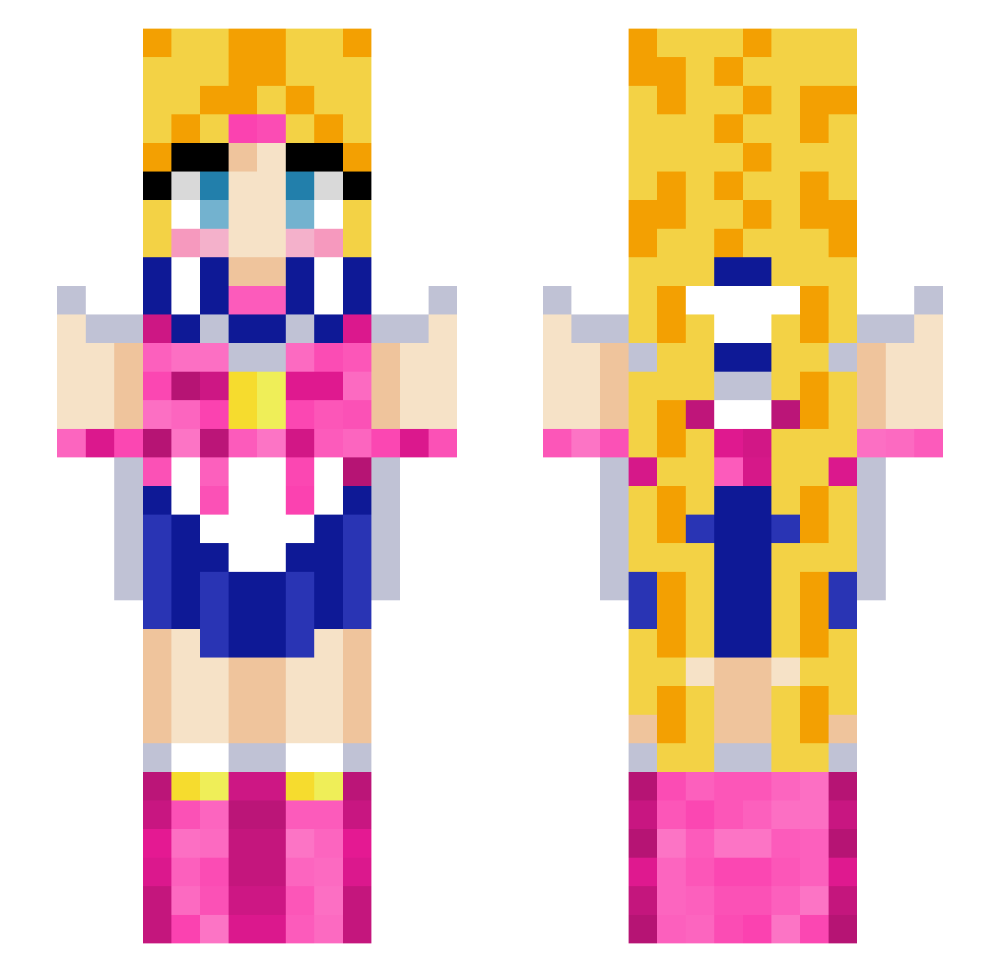 Stephie1070 Minecraft skin, front and back view