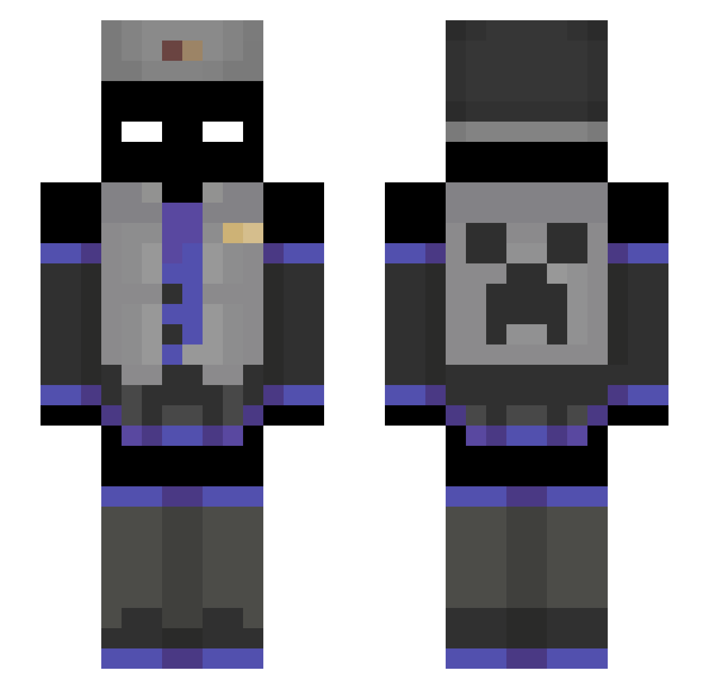 SmollPyro Minecraft skin, front and back view