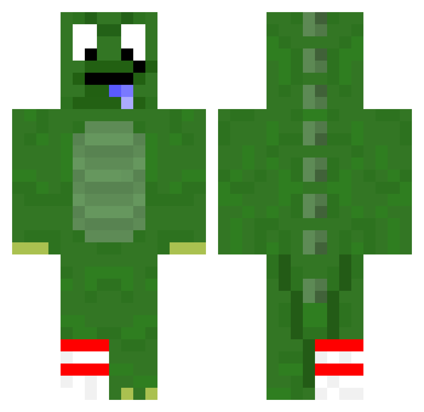 Crocwithasock Minecraft skin, front and back view