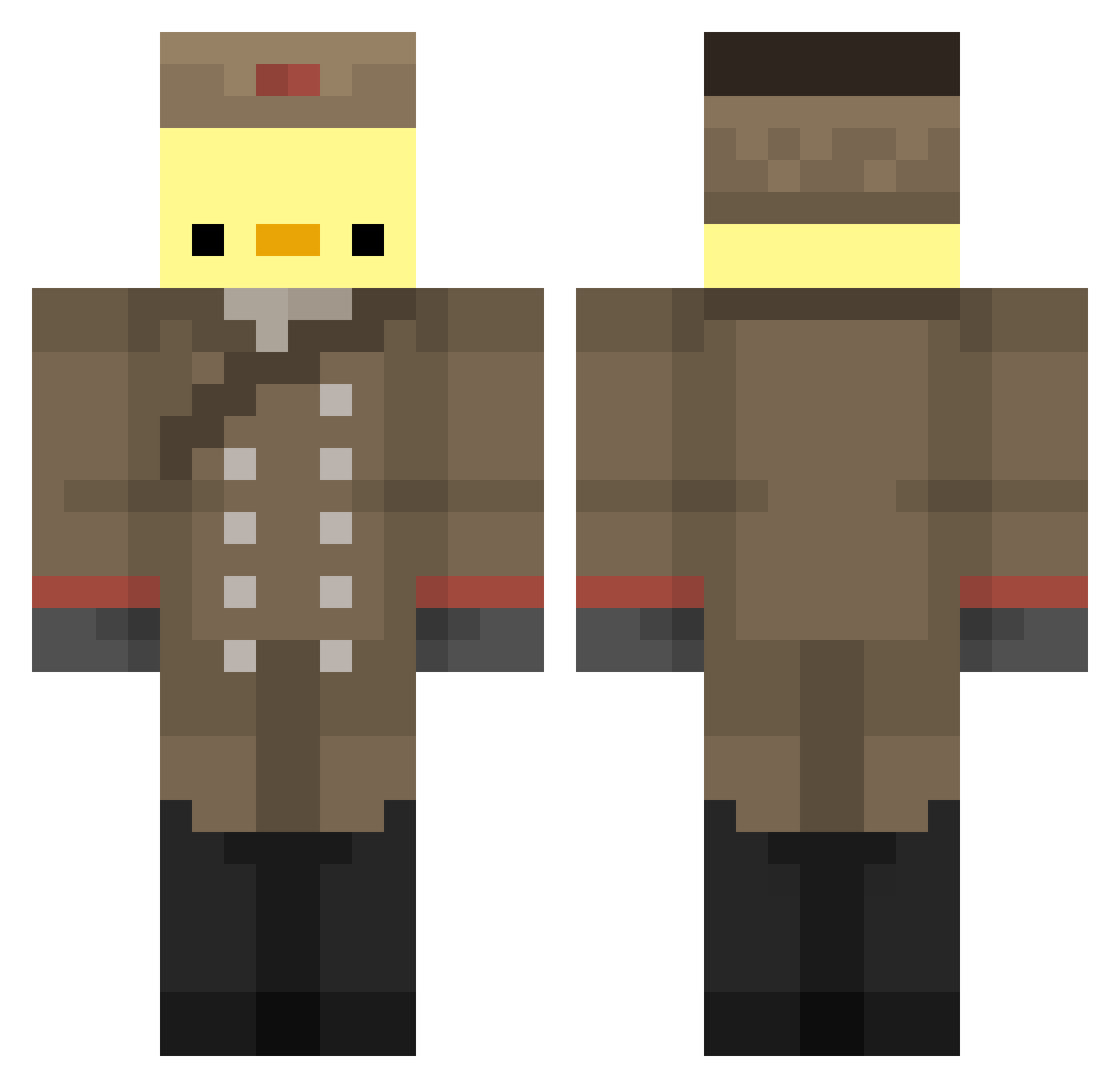Juaneatsfood Minecraft skin, front and back view