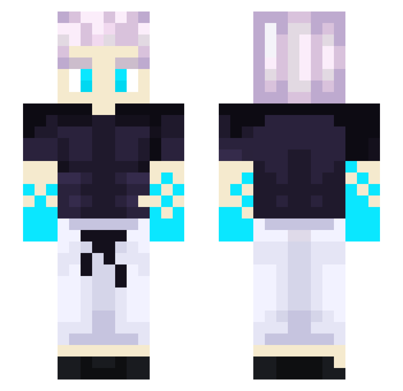 TheBlueTable Minecraft skin, front and back view