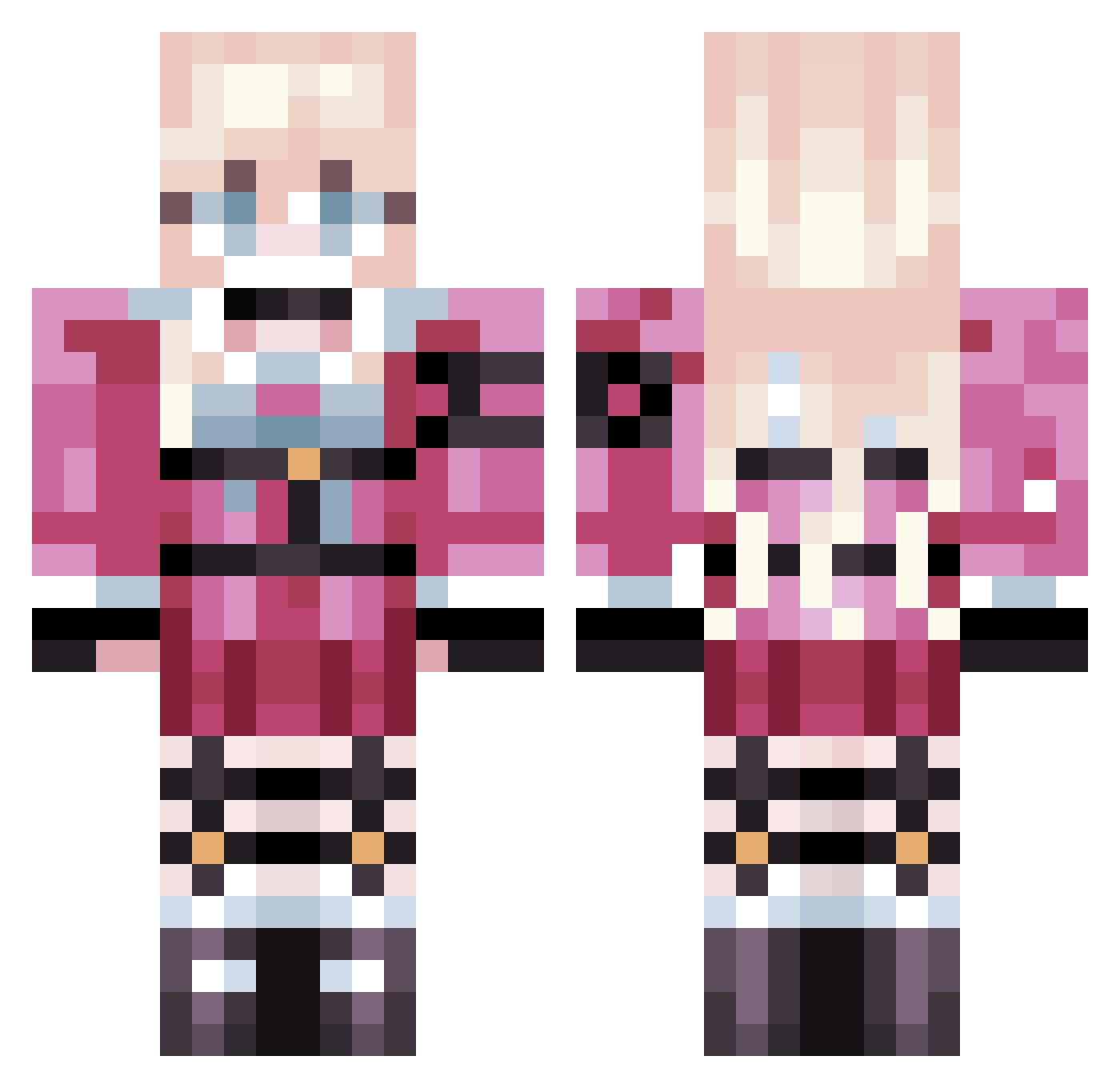 RenShiranui Minecraft skin, front and back view