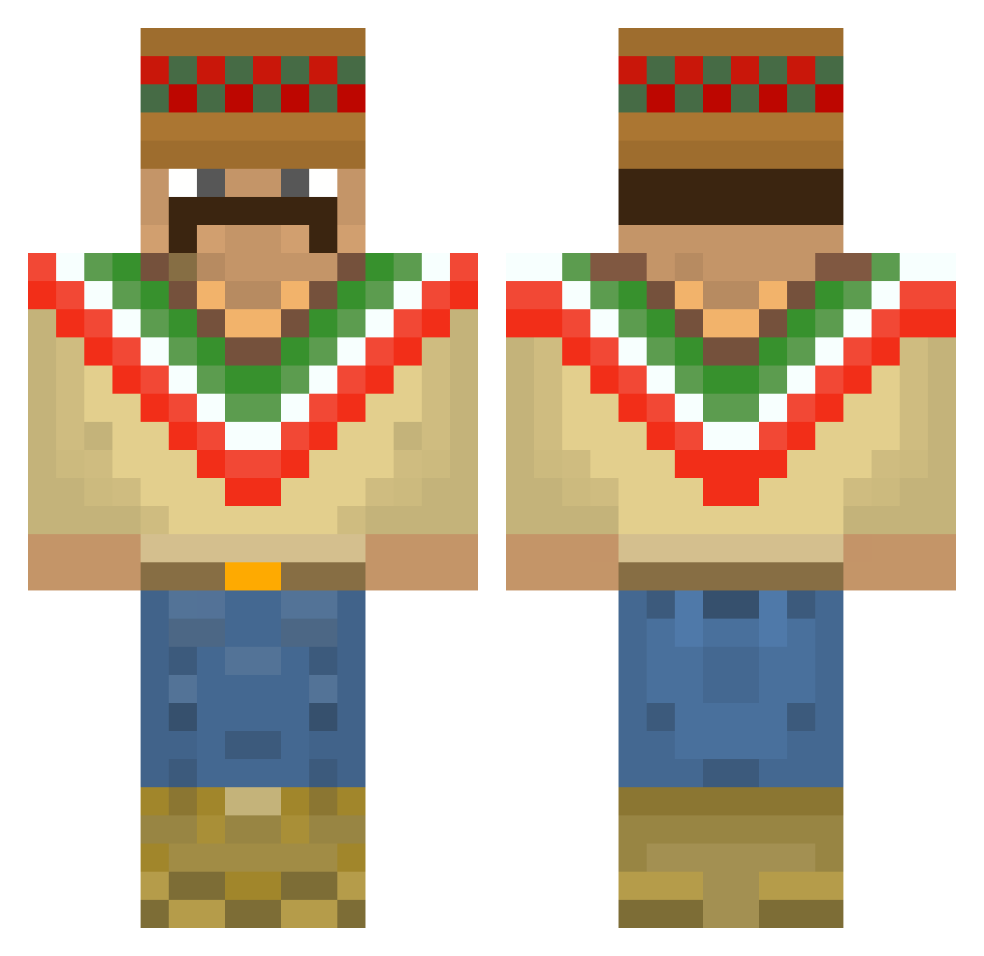 noawasfound Minecraft skin, front and back view