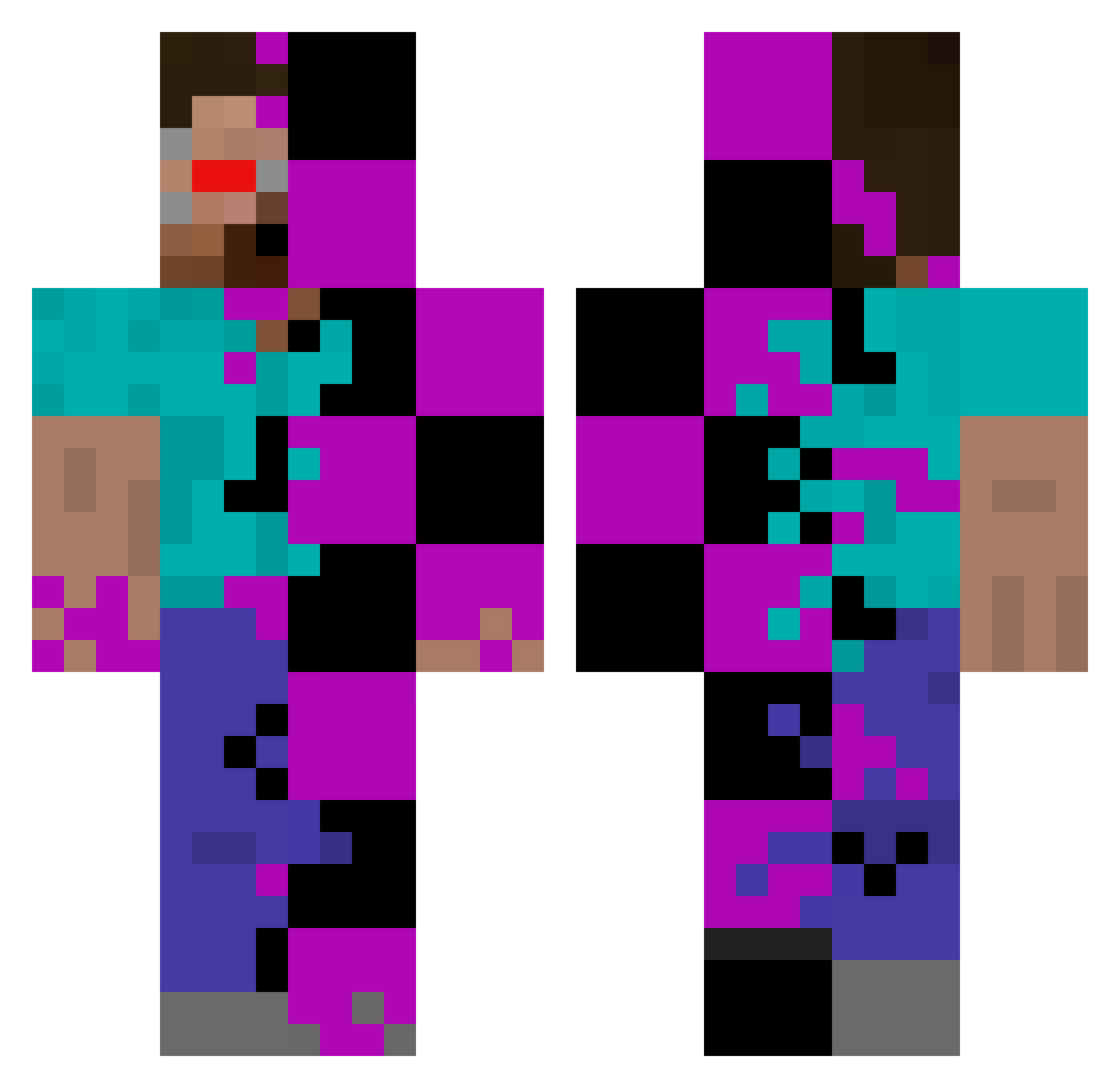 The_untextured Minecraft skin, front and back view