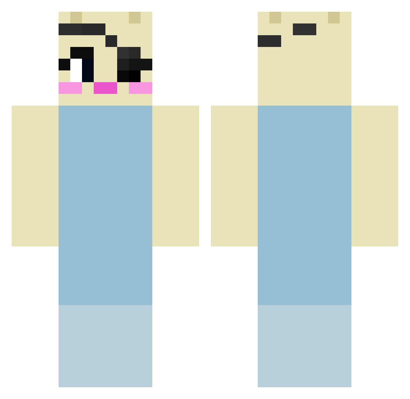 SugarySweetxX Minecraft skin, front and back view