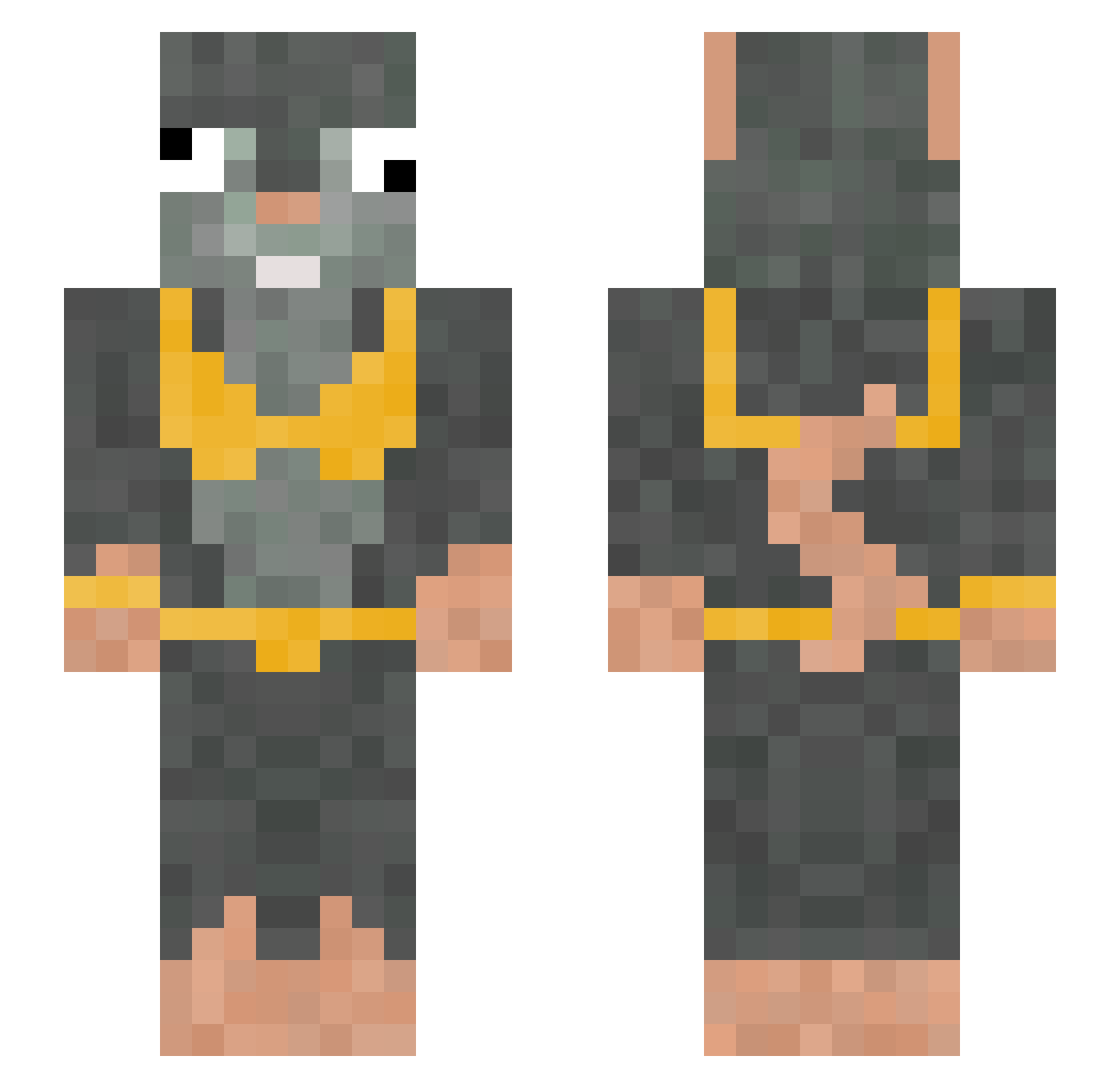 SussyGussy67 Minecraft skin, front and back view