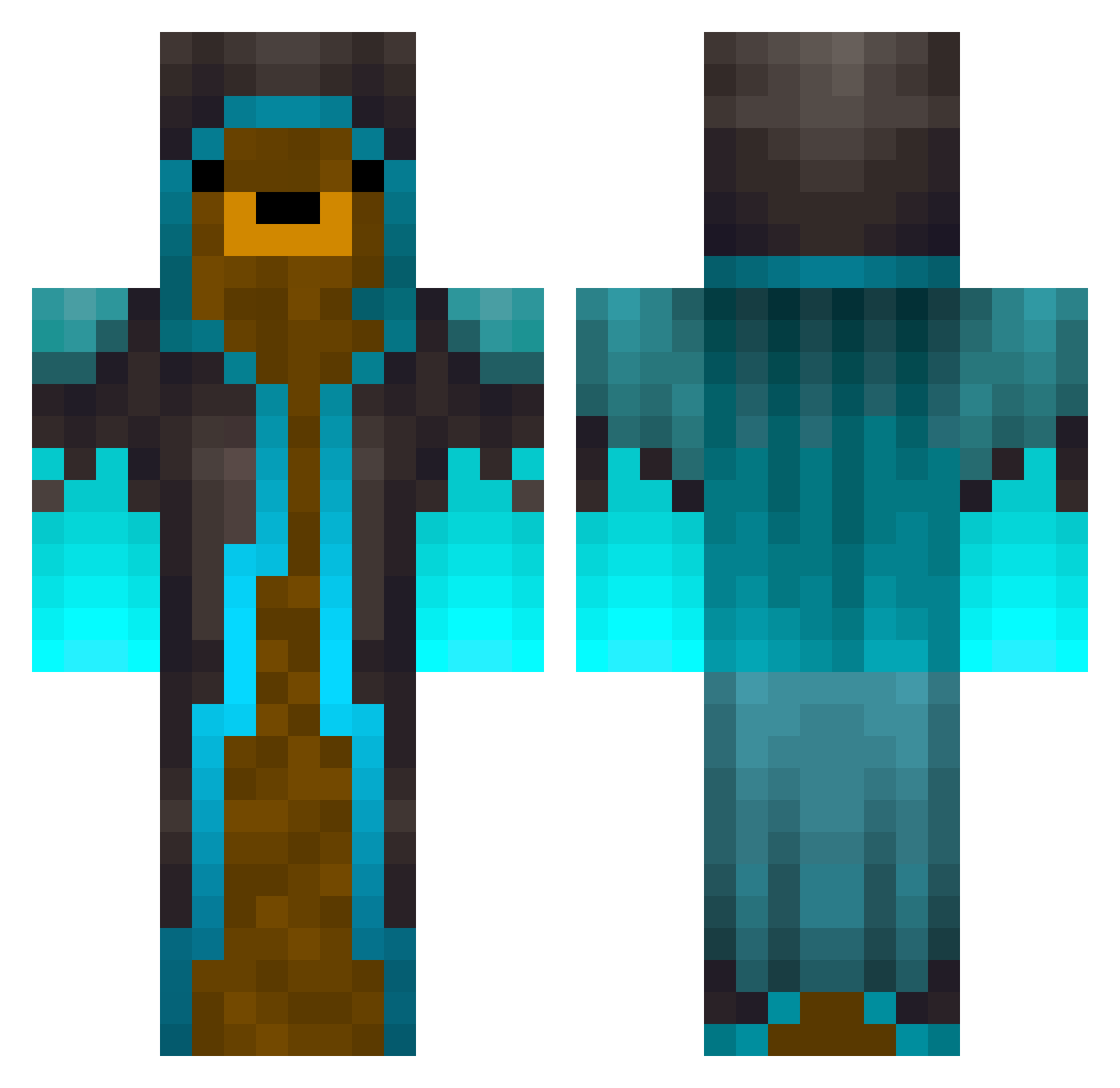 Qylo Minecraft skin, front and back view