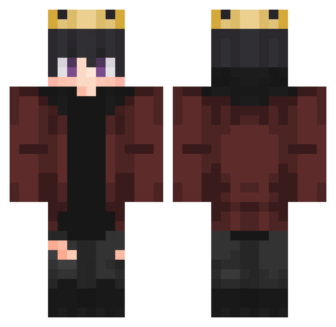 TimeZs Minecraft skin, front and back view