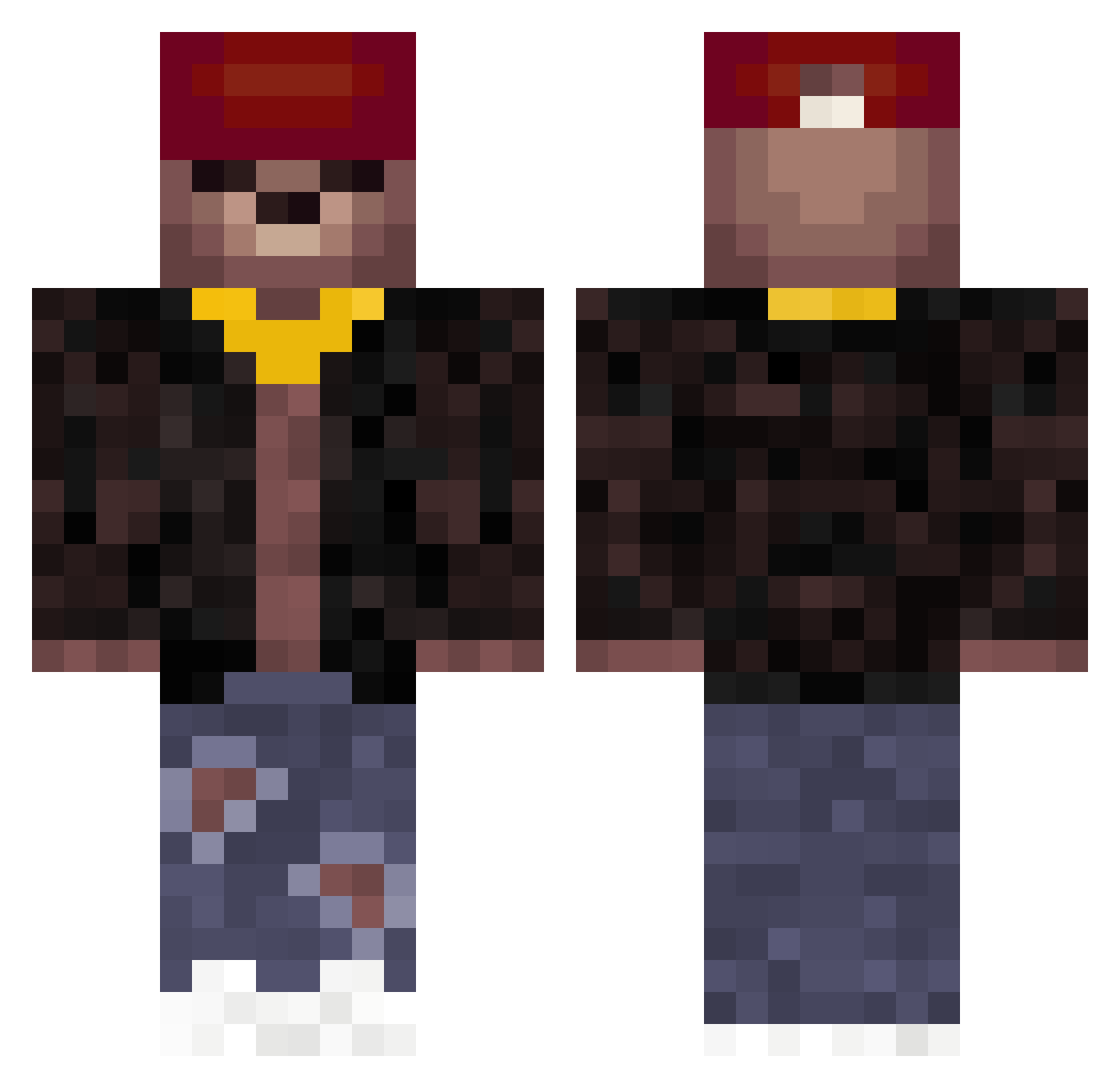 SkubiDubiDubi Minecraft skin, front and back view