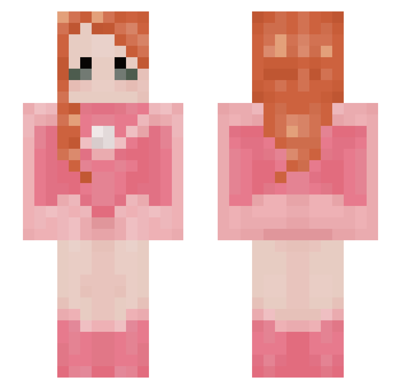 Slixety Minecraft skin, front and back view