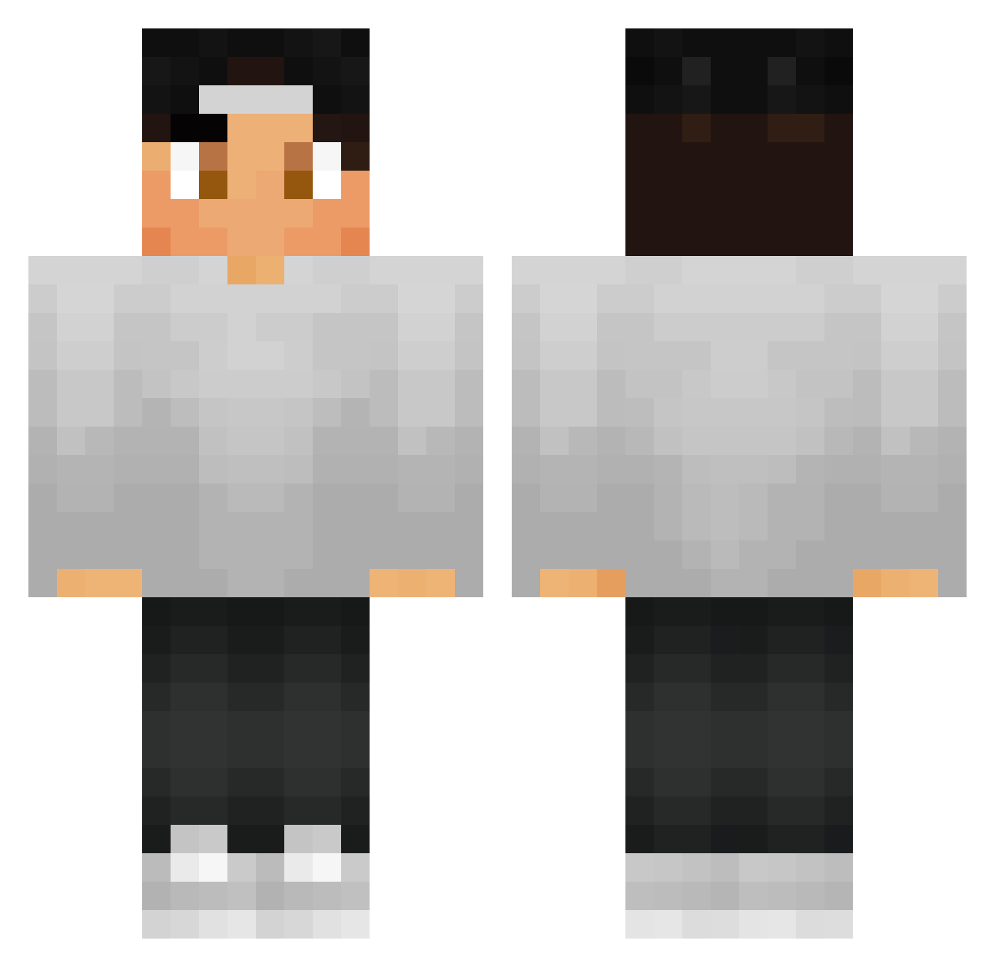 Scraved Minecraft skin, front and back view