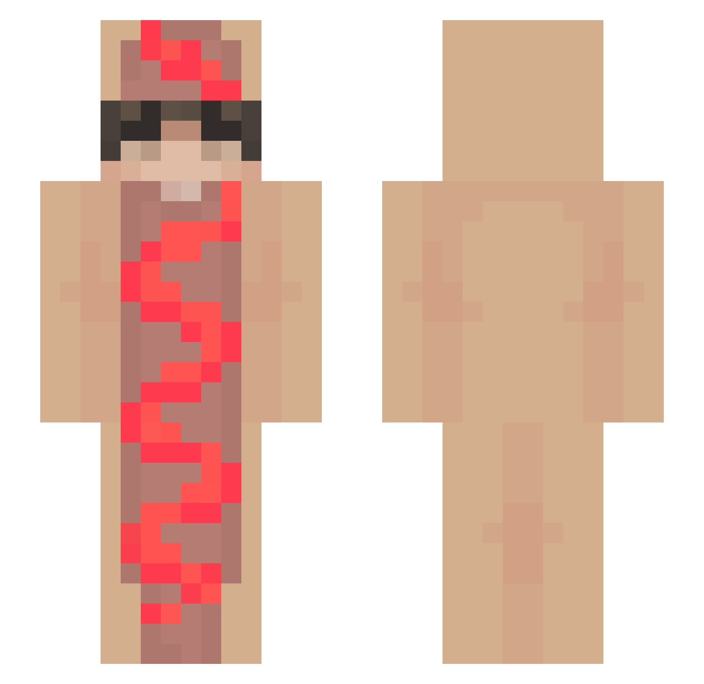 gleety Minecraft skin, front and back view