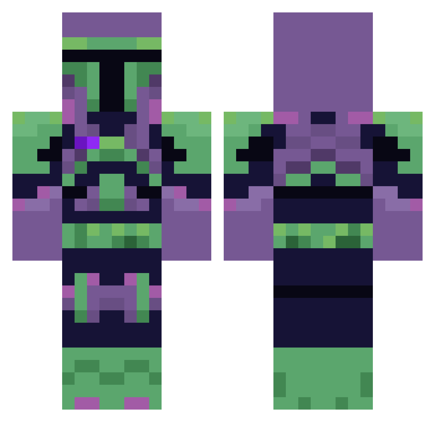 cyberlinklebot Minecraft skin, front and back view