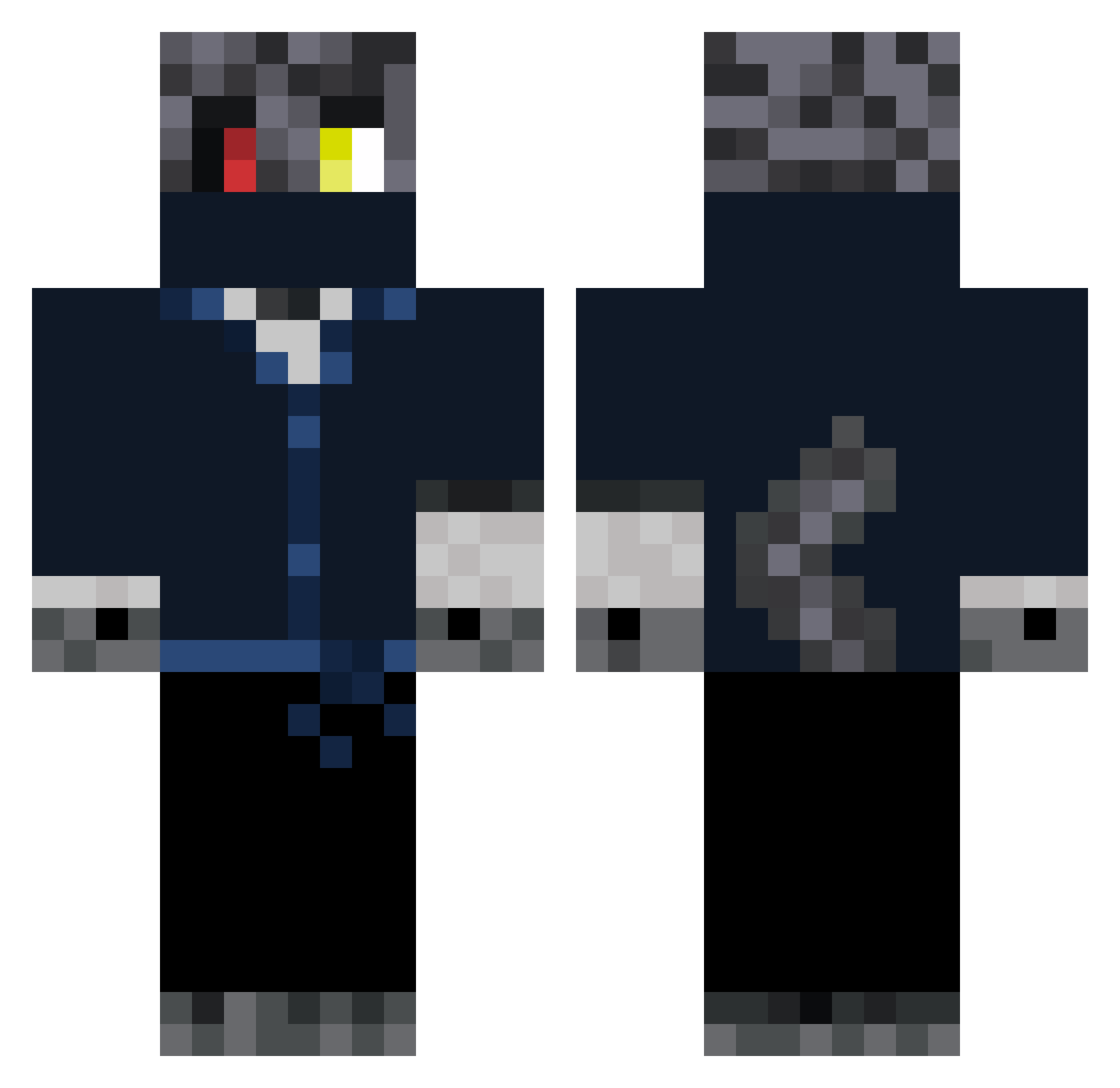 seatbelt Minecraft skin, front and back view