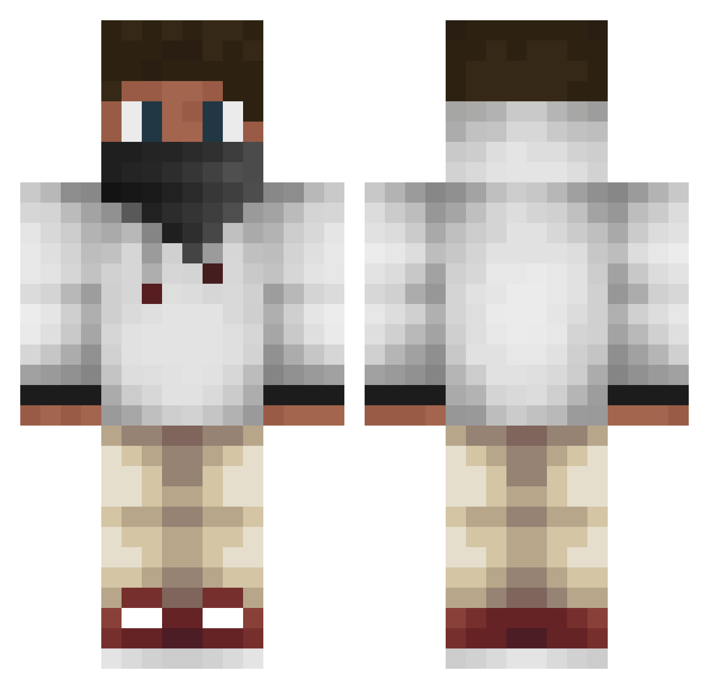jwhawse Minecraft skin, front and back view