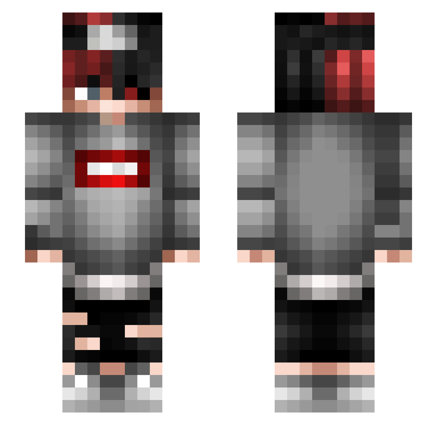 FeebleArts Minecraft skin, front and back view